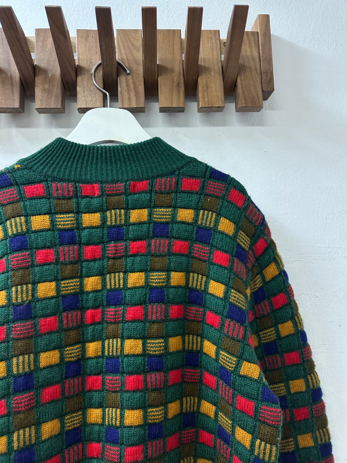 일본빈티지 체크패턴 더블버튼 포인트 텍스처 니트 가디건 상품이미지4