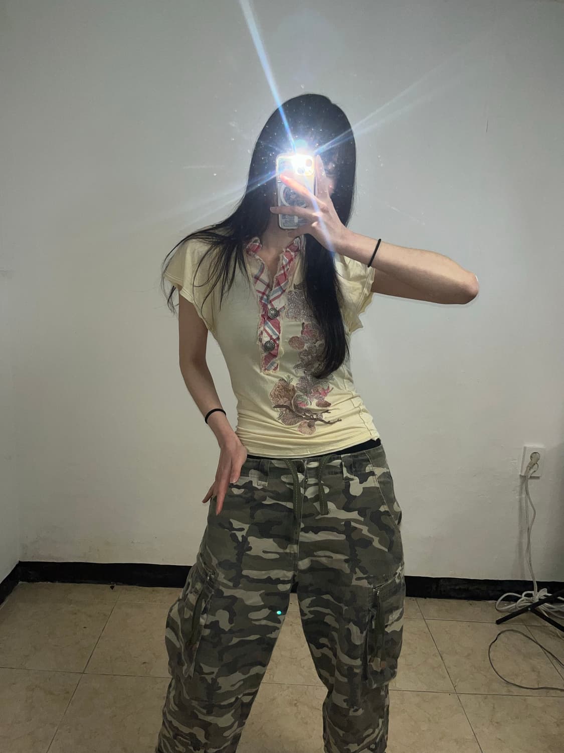 오리엔탈 프린팅 그런지 앤틱 버튼 카라티 상품이미지3