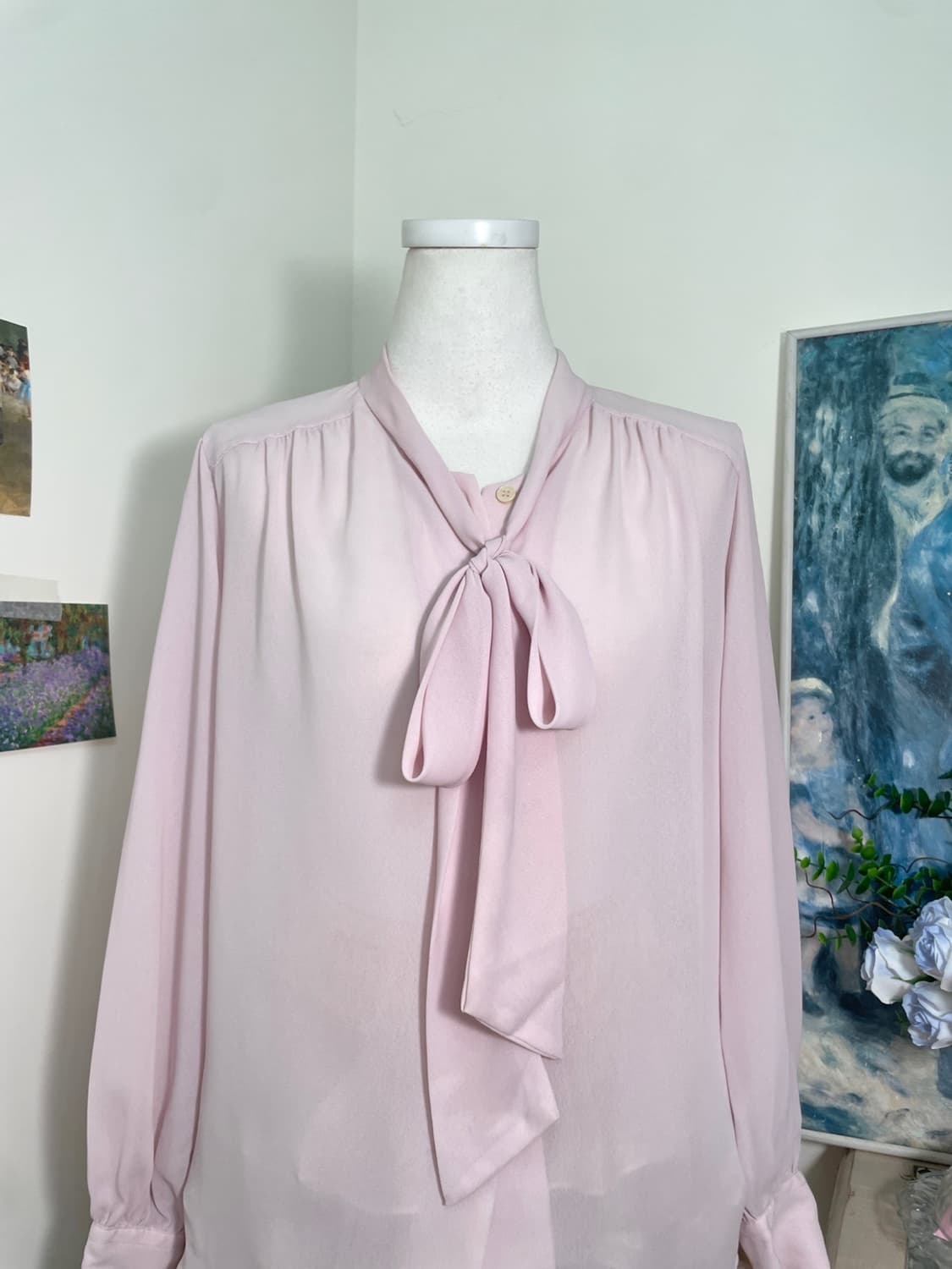 cosmos pink lovely bow shirring chiffon 상품이미지5