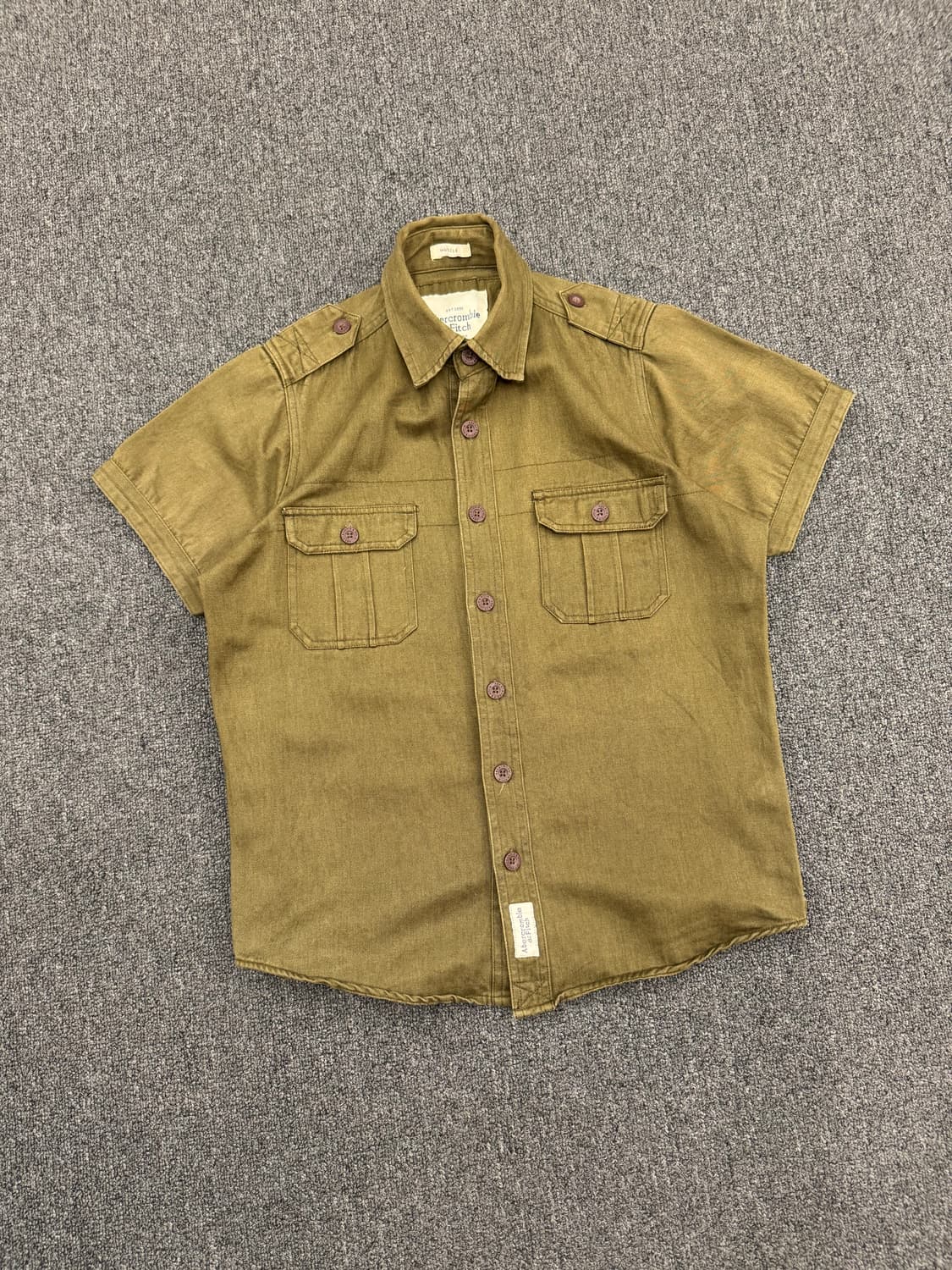 S)아베크롬비 빈티지 올리브 사파리 반팔셔츠 상품이미지1