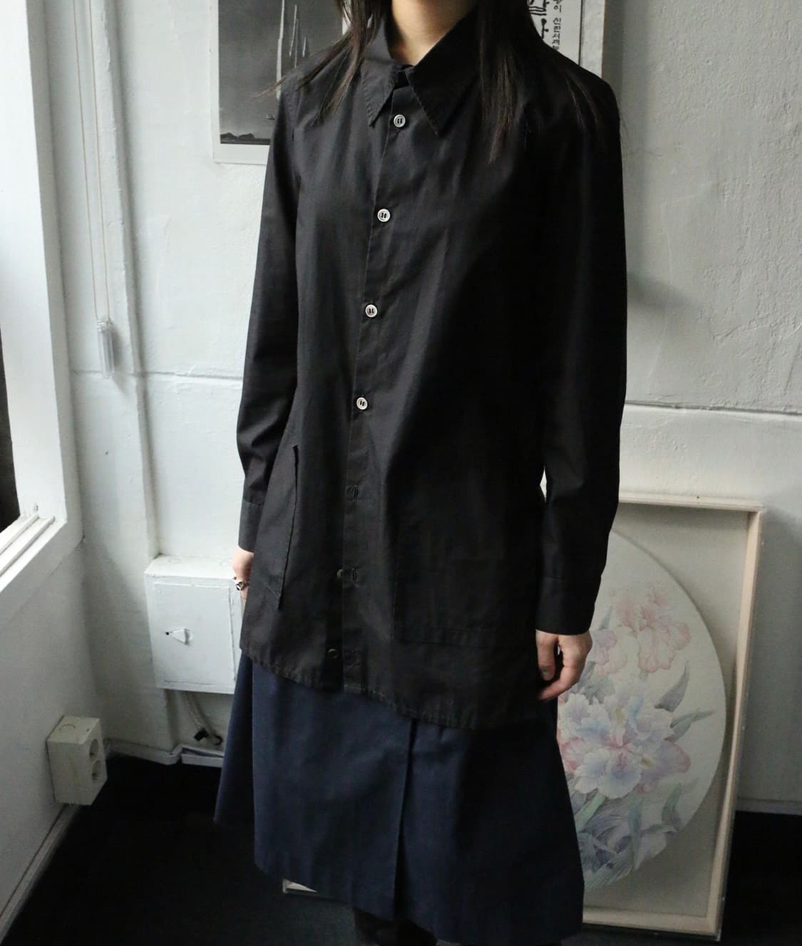 요지야마모토 리미 푸 코튼 블랙 셔츠 상품이미지1