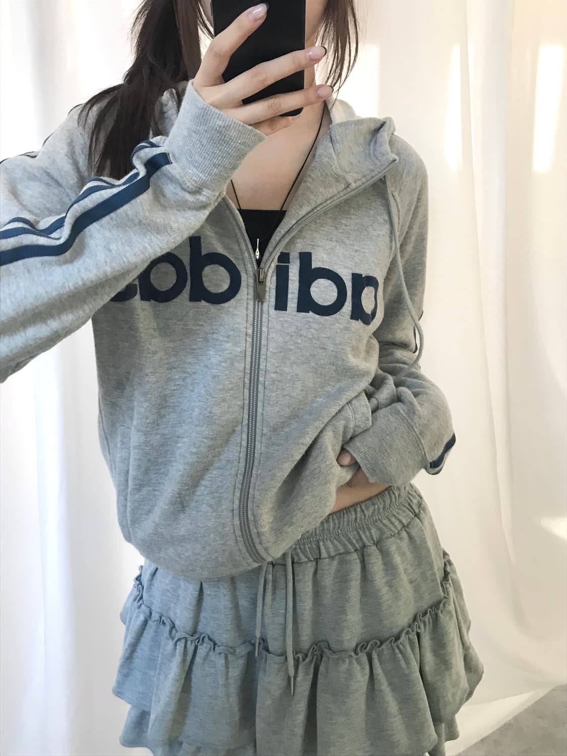 Adidas 아디다스 그레이컬러 로고 코튼 후드집업  상품이미지2
