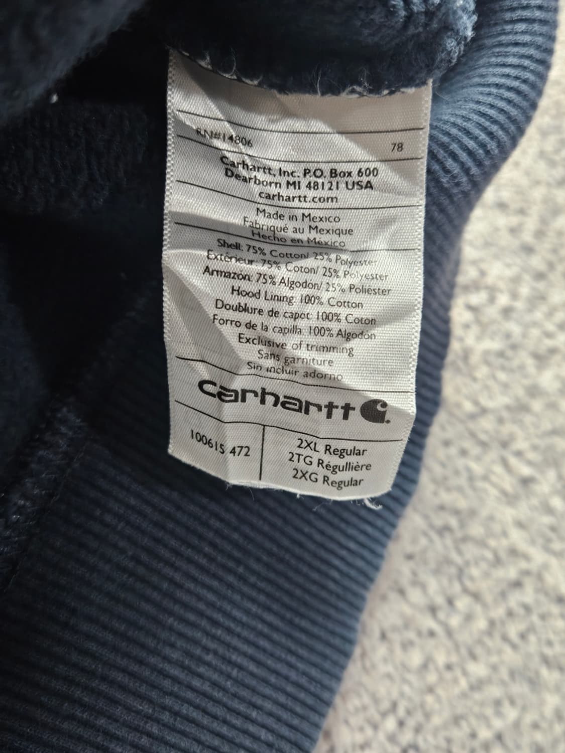칼하트 아플리케 다잉워시드 커스텀 후드 티셔츠 ( 2XL )/ 10688 상품이미지9