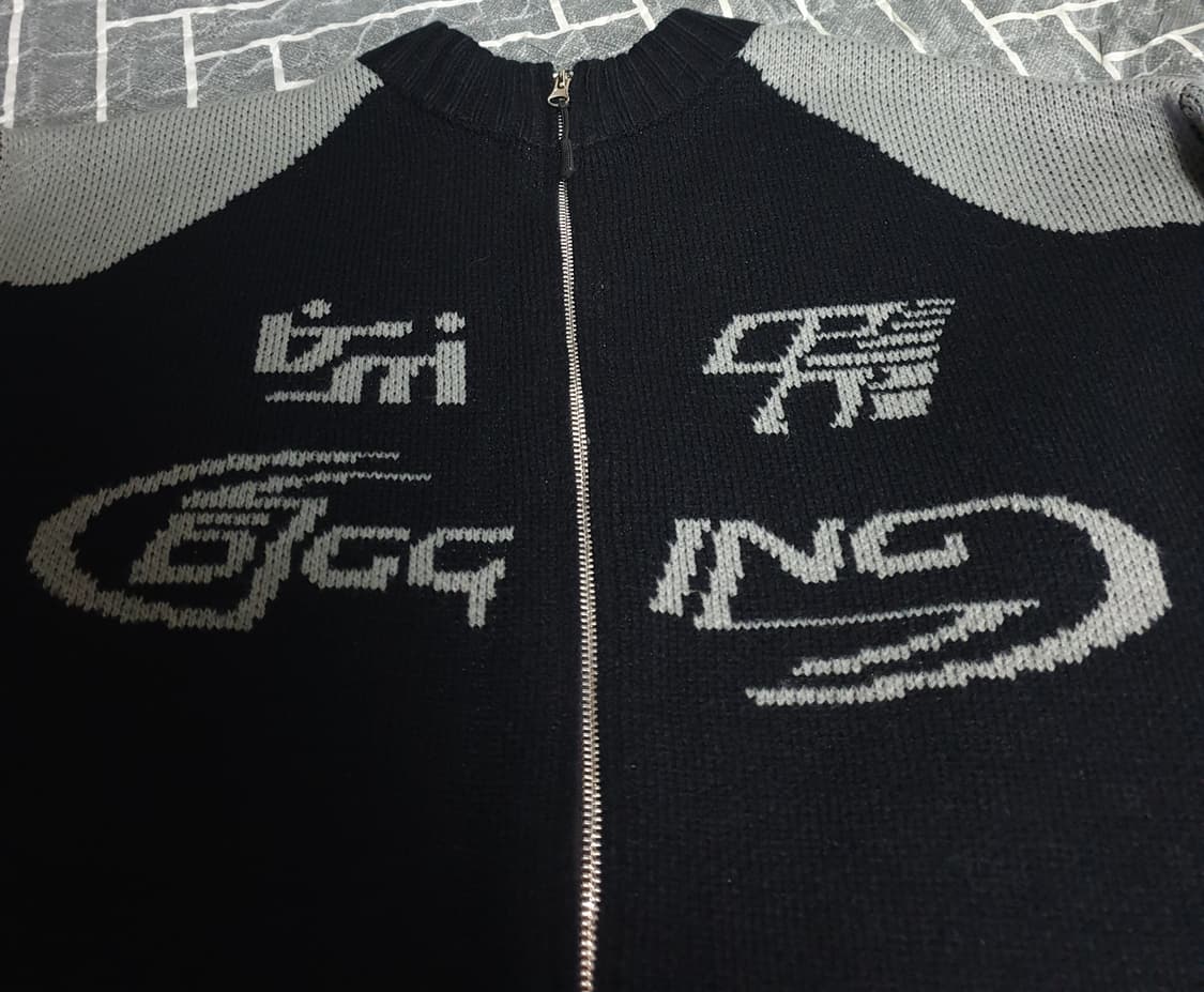 꼼파뇨 커브드 블록 니트 짚업 자켓 블랙 (M) 상품이미지2