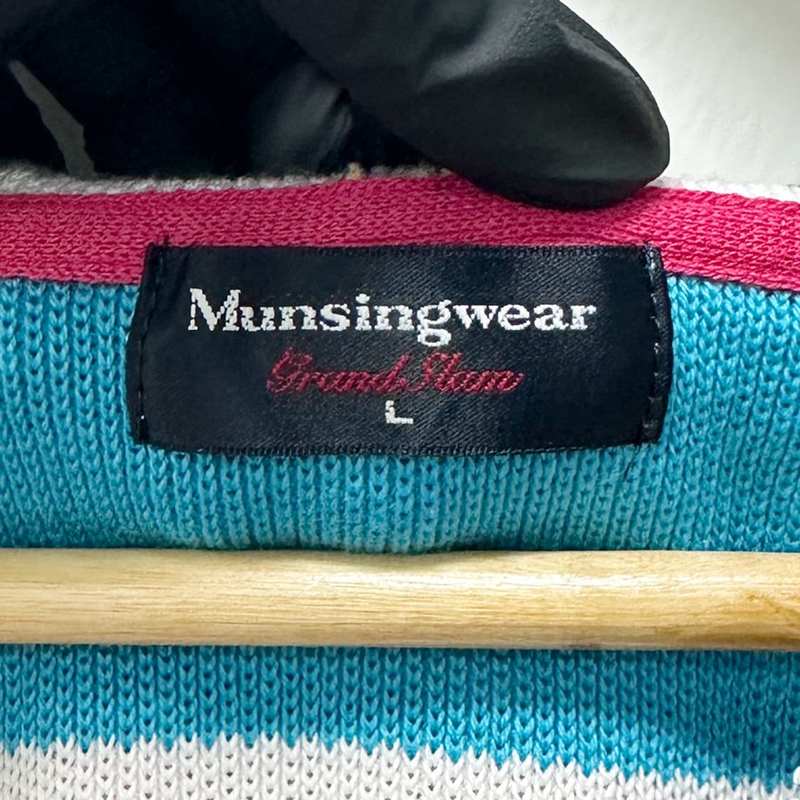 먼싱웨어 골프웨어 스트라이프 니트 후드 집업 자켓 점퍼 여성 L 상품이미지6