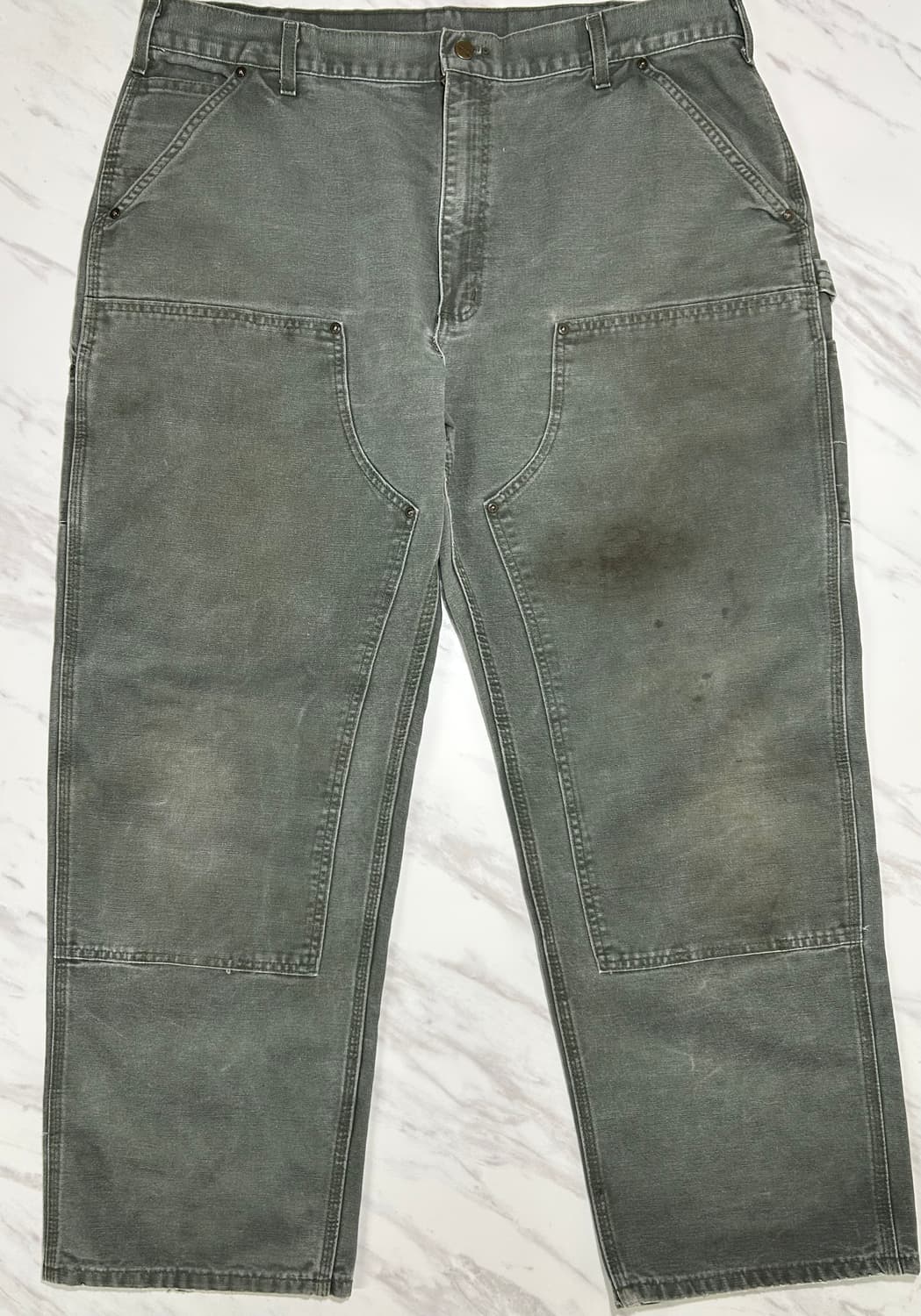 🌿 90s 칼하트 더블니 캔버스 모스그린 38x32size 상품이미지2