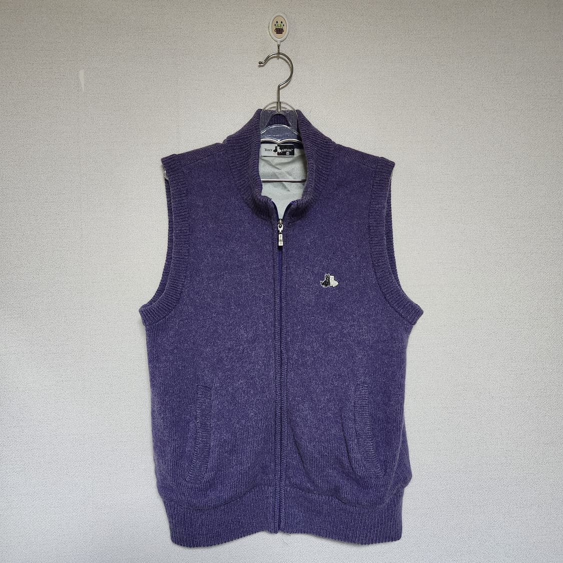 블랙앤화이트 모헤어 방풍 조끼집업 남M 상품이미지1