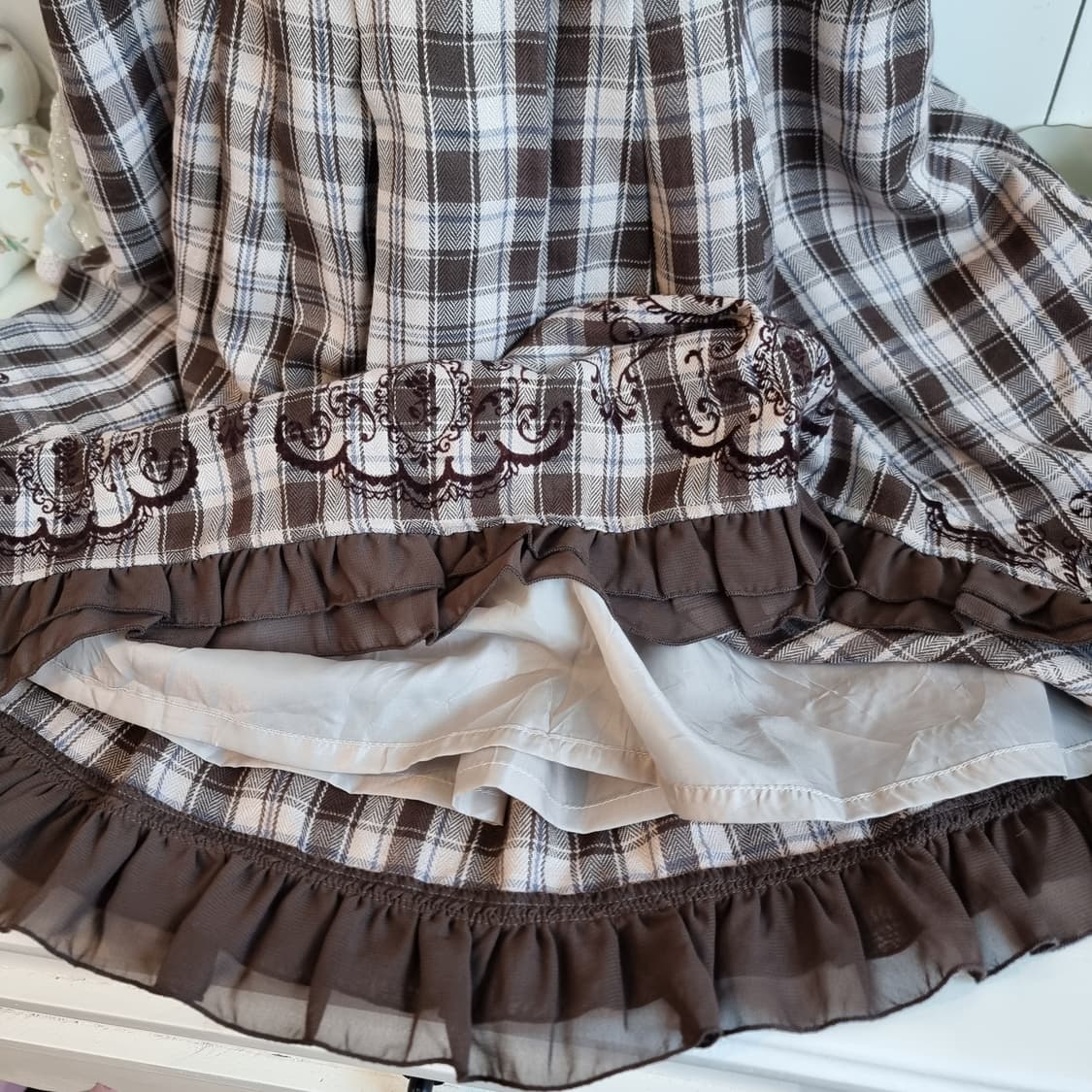 axes femme(악세즈팜므) 모카브라운 체크 원피스 상품이미지5