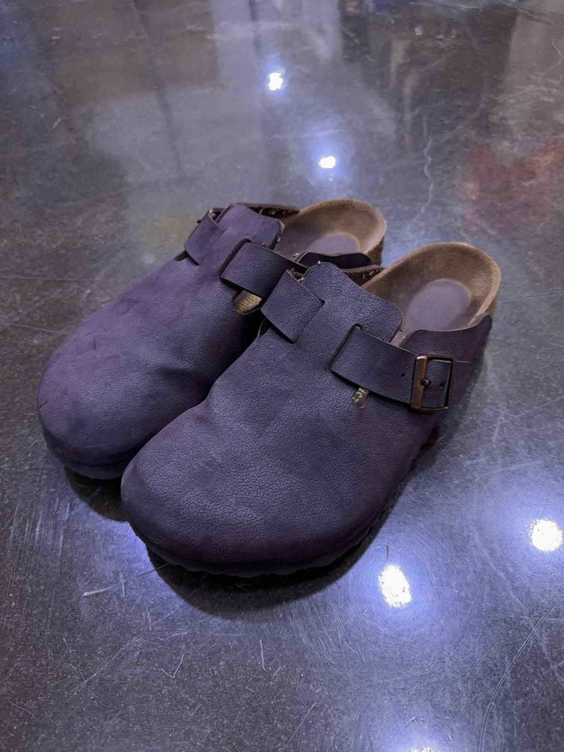 버켄스탁 보스턴 레더 샌들 슬리퍼 슈즈 퍼플 브라운 265 상품이미지1