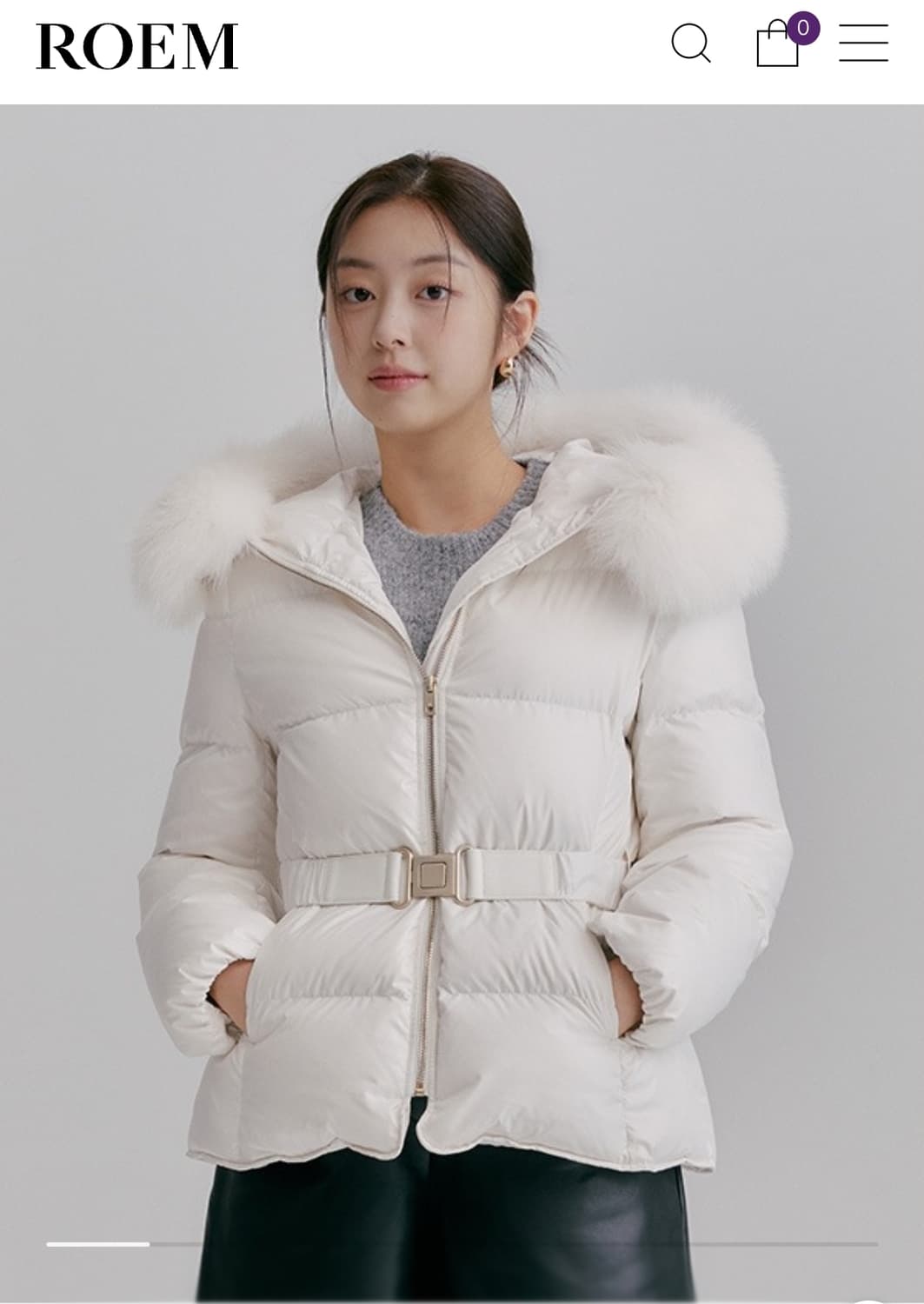 로엠(ROEM) 24FW 사가퍼 구스다운 벨티드 숏 패딩 L size 상품이미지2