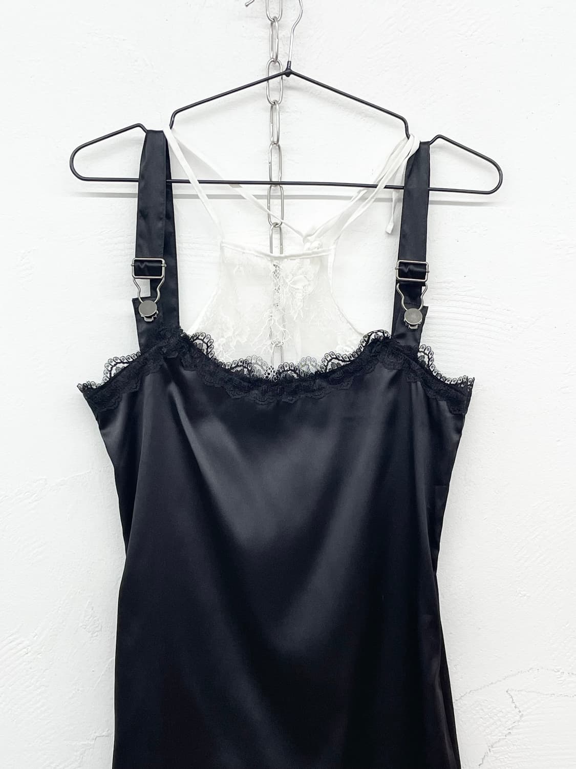 블랙 새틴 레이스 버클 슬립 상품이미지5