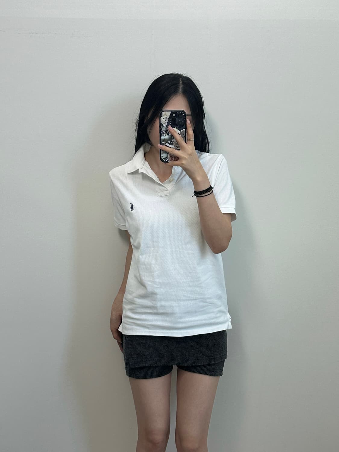 폴로 랄프로렌 자수로고 화이트 피케 반팔 카라 티셔츠 상품이미지1