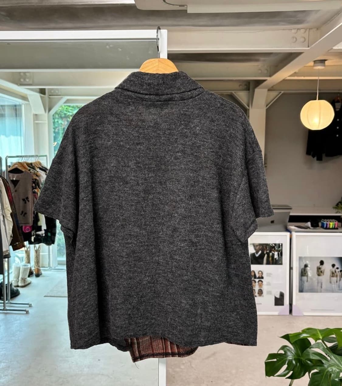 JPN 빈티지 체크 니트 반팔 상품이미지3