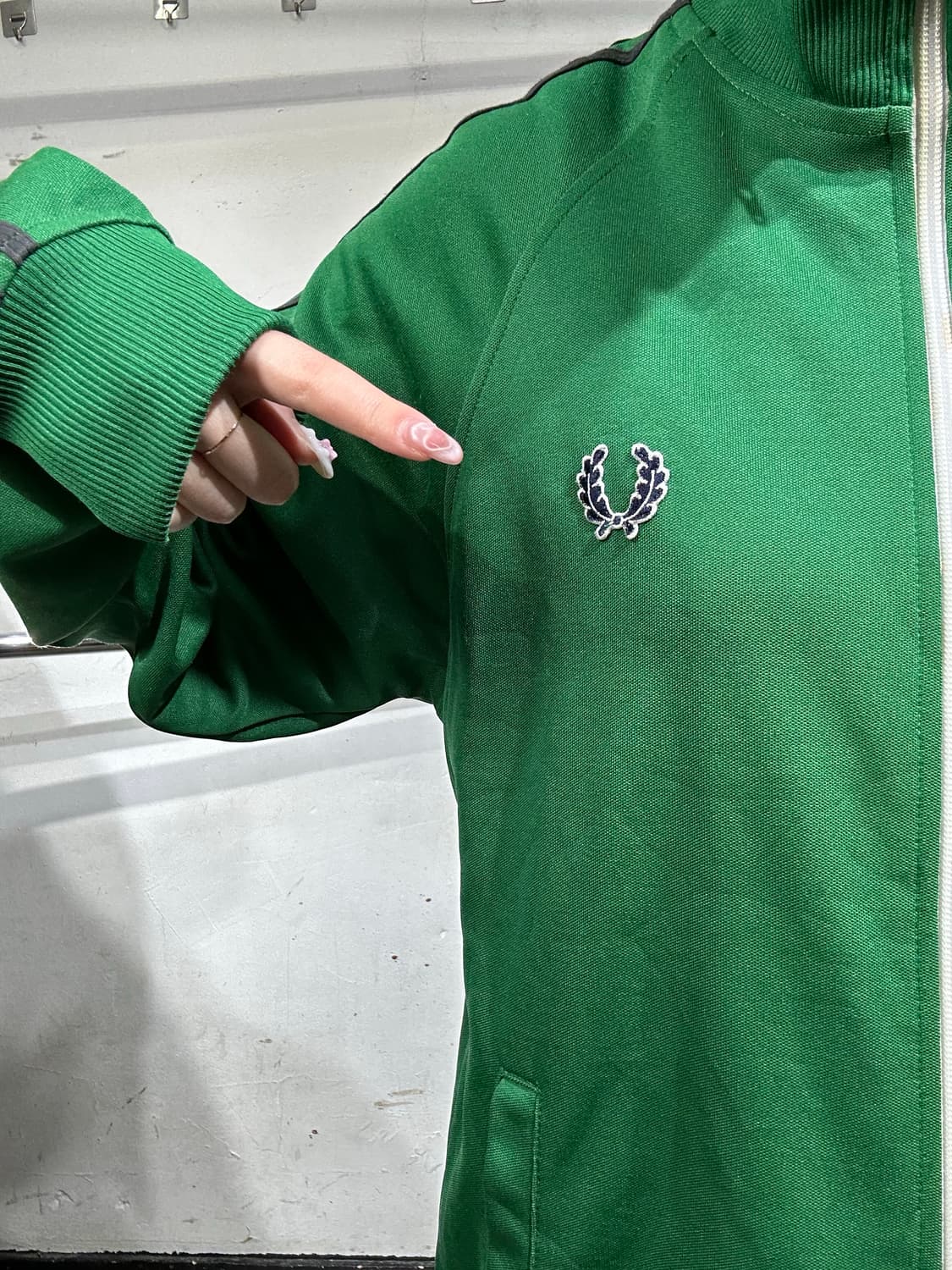 프레드페리 딥 그린 초록색 오버핏 트랙탑 져지 S 상품이미지4