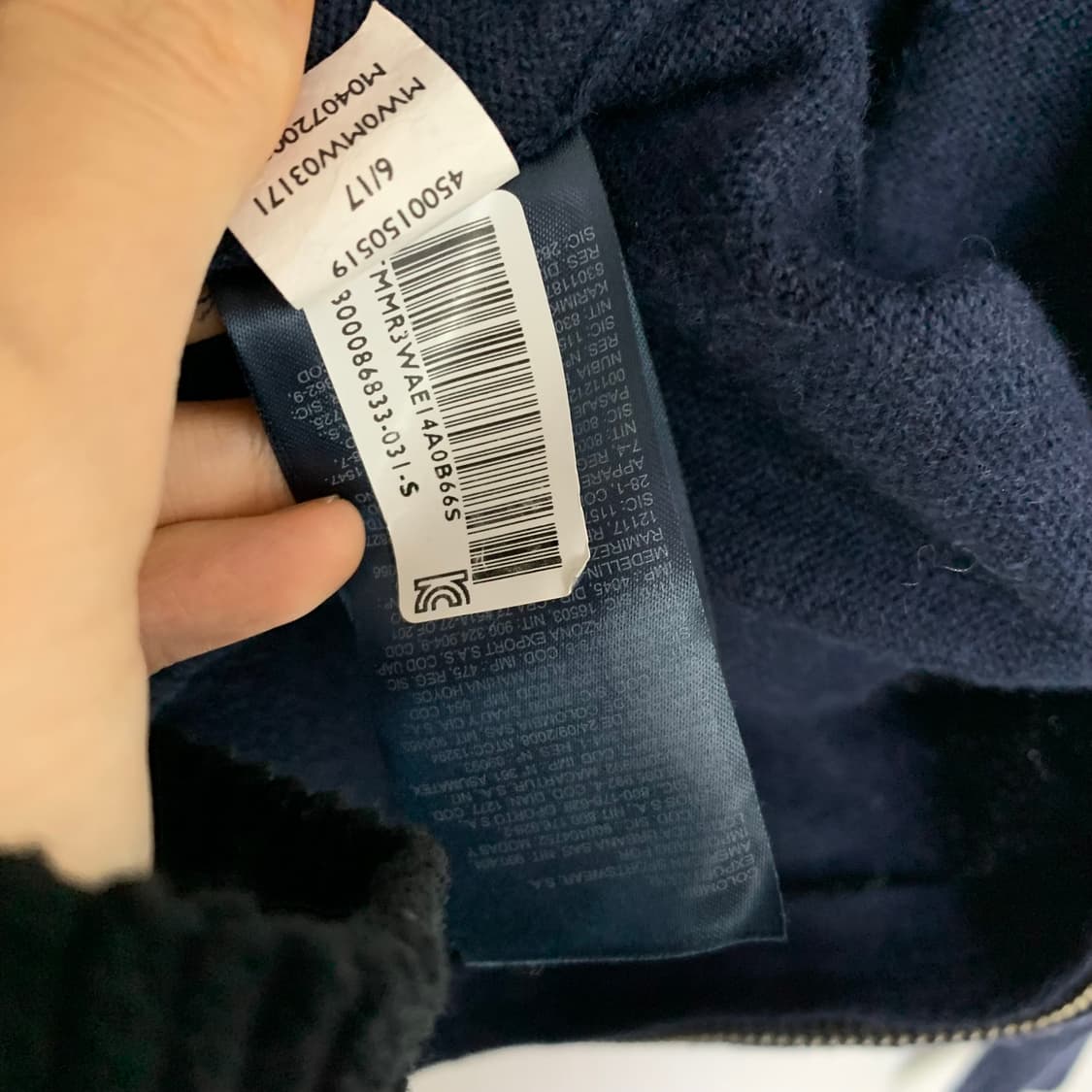 타미힐피거 네이비 니트 집업 가디건 피마코튼 캐시미어 혼방 빈티지 상품이미지3