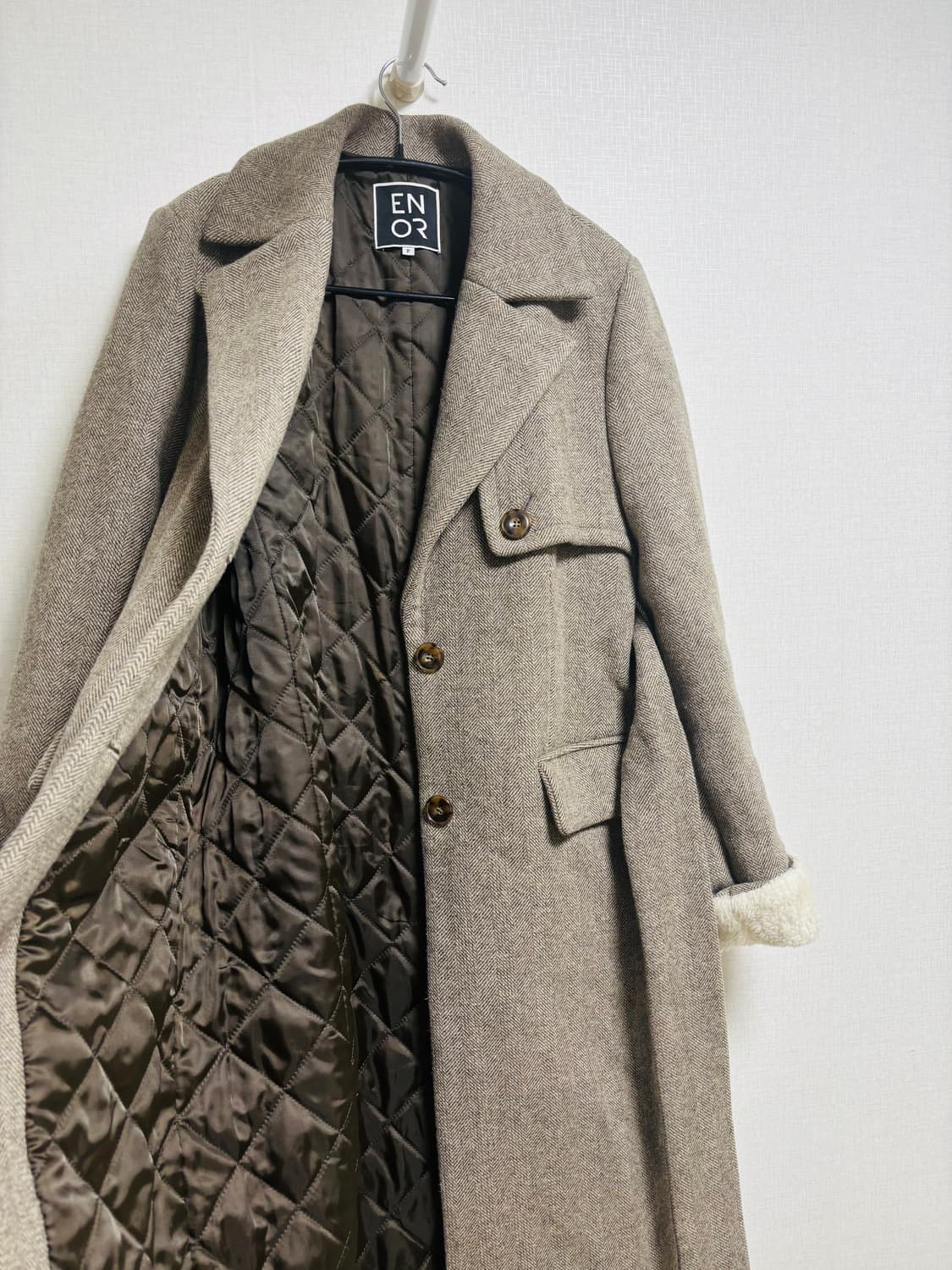 엔오르 ENOR 울 헤링본 롱 코트 상품이미지3