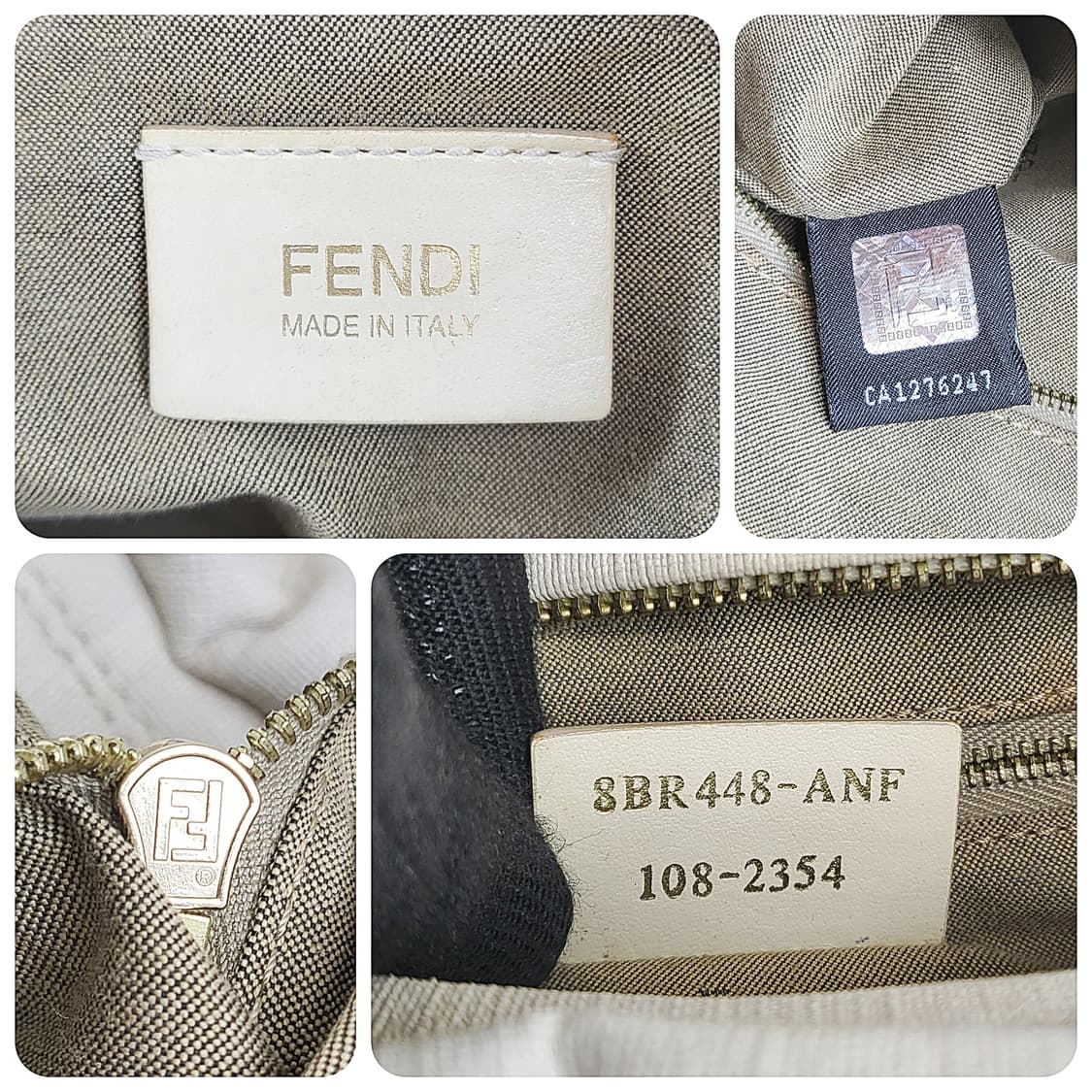 정품 펜디 화이트/그레이 코팅 캔버스 셰프백 상품이미지9