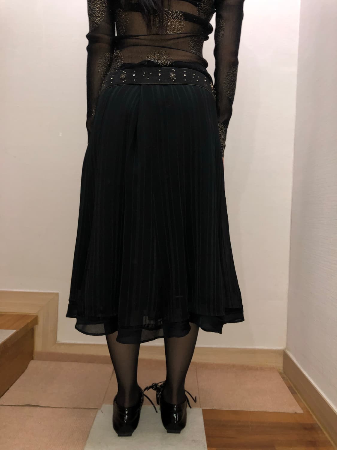 빈티지 블랙 스트라이프 스커트 상품이미지9