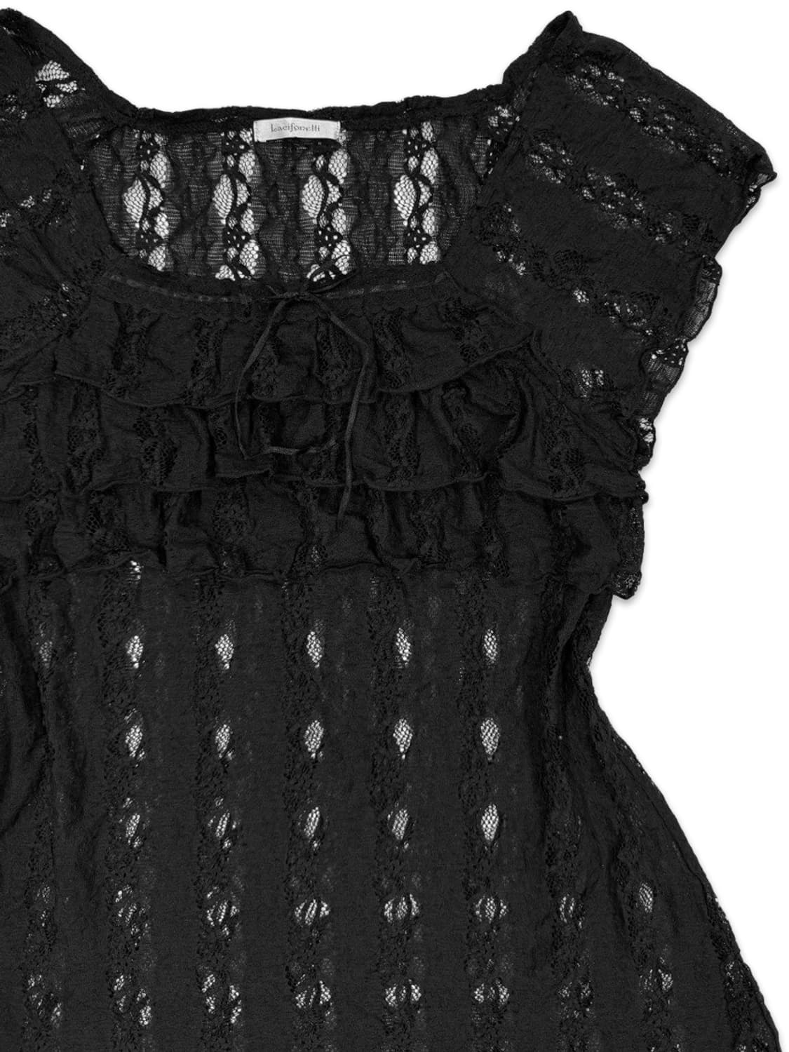 빈티지 Lacifonelli 블랙 레이스 프릴 시루 블라우스 상품이미지2