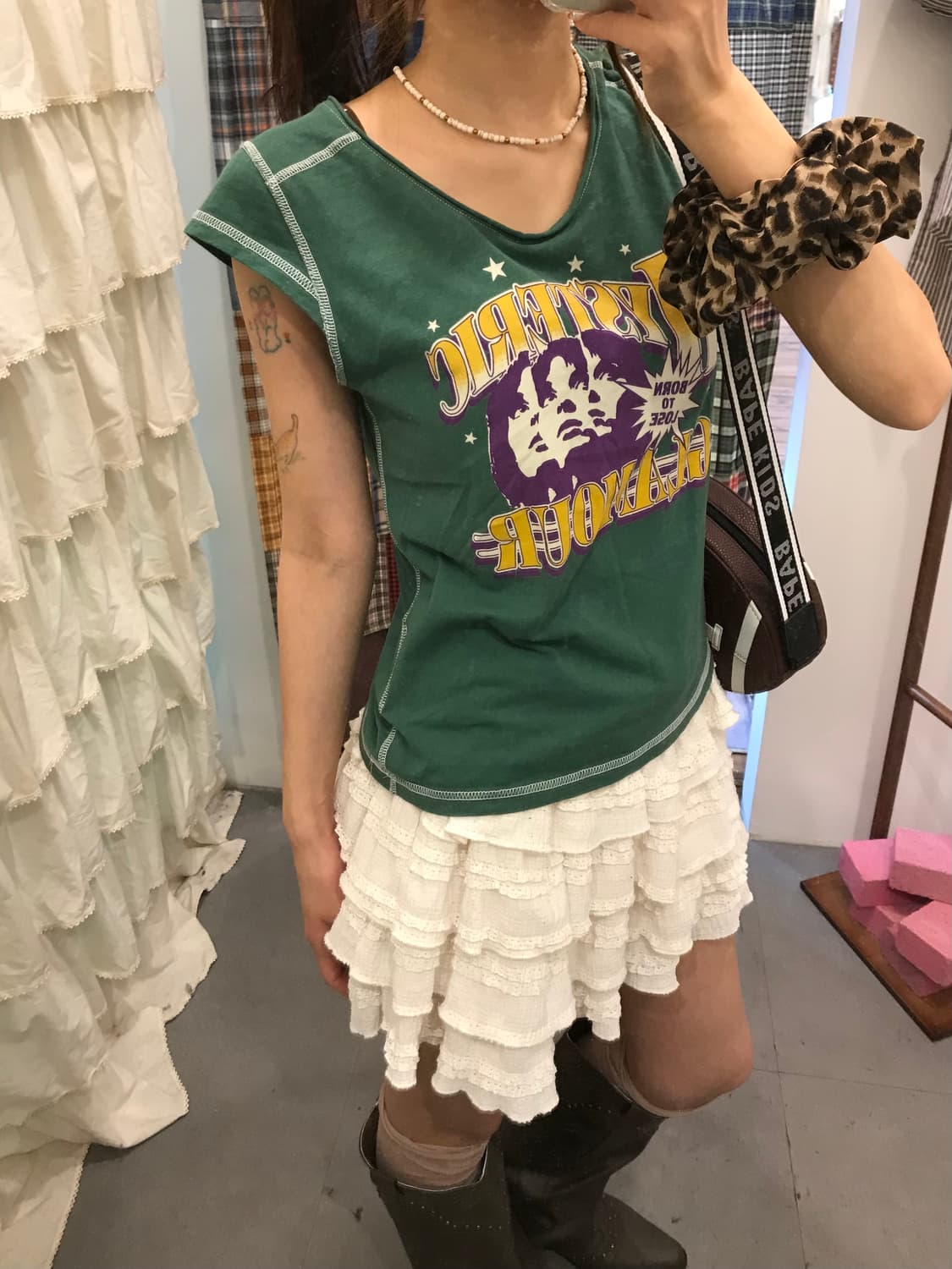 히스테릭글래머 그린 스티치 반팔티 상품이미지2