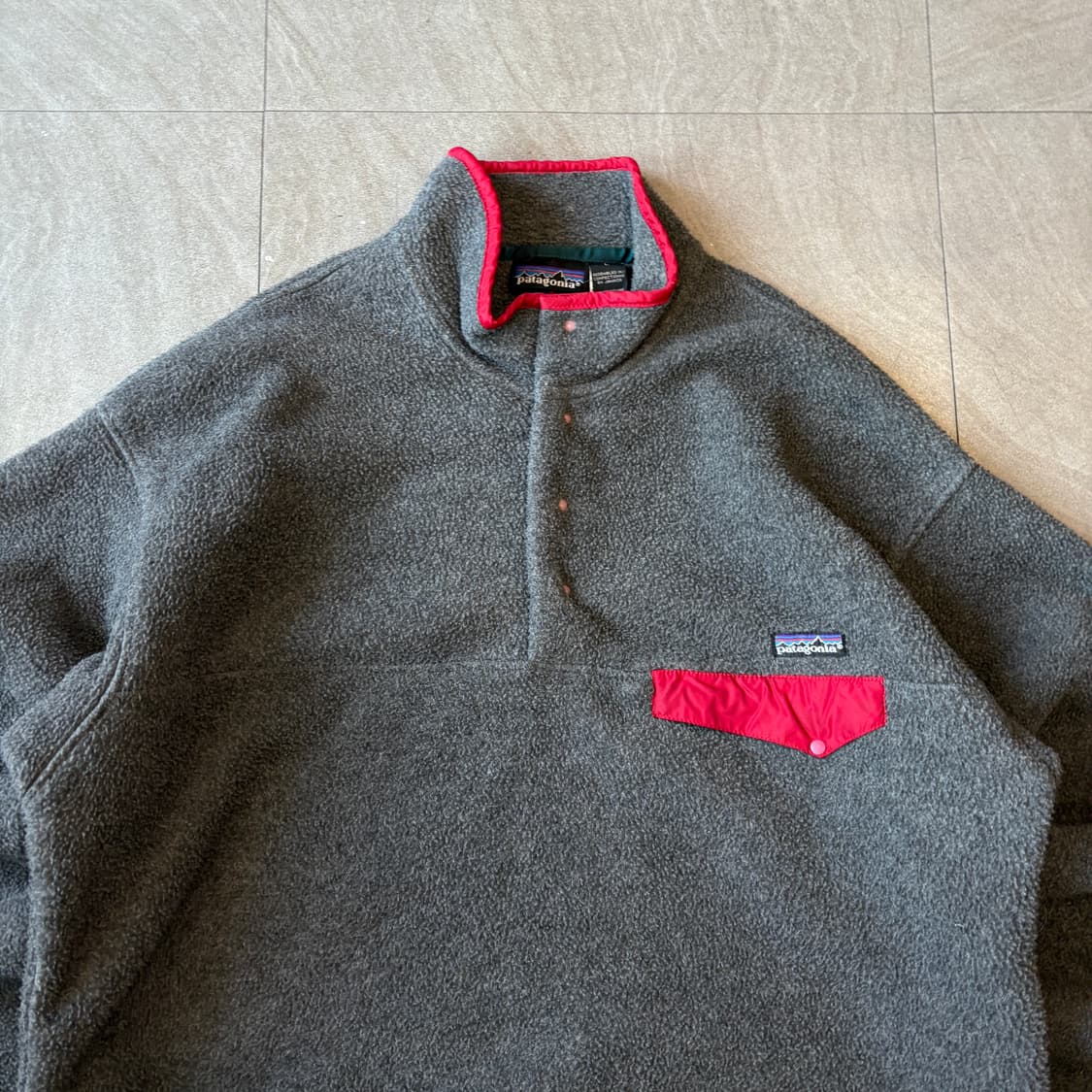 90년대 자메이카 생산 파타고니아 신칠라 그레이 스냅티 상품이미지3