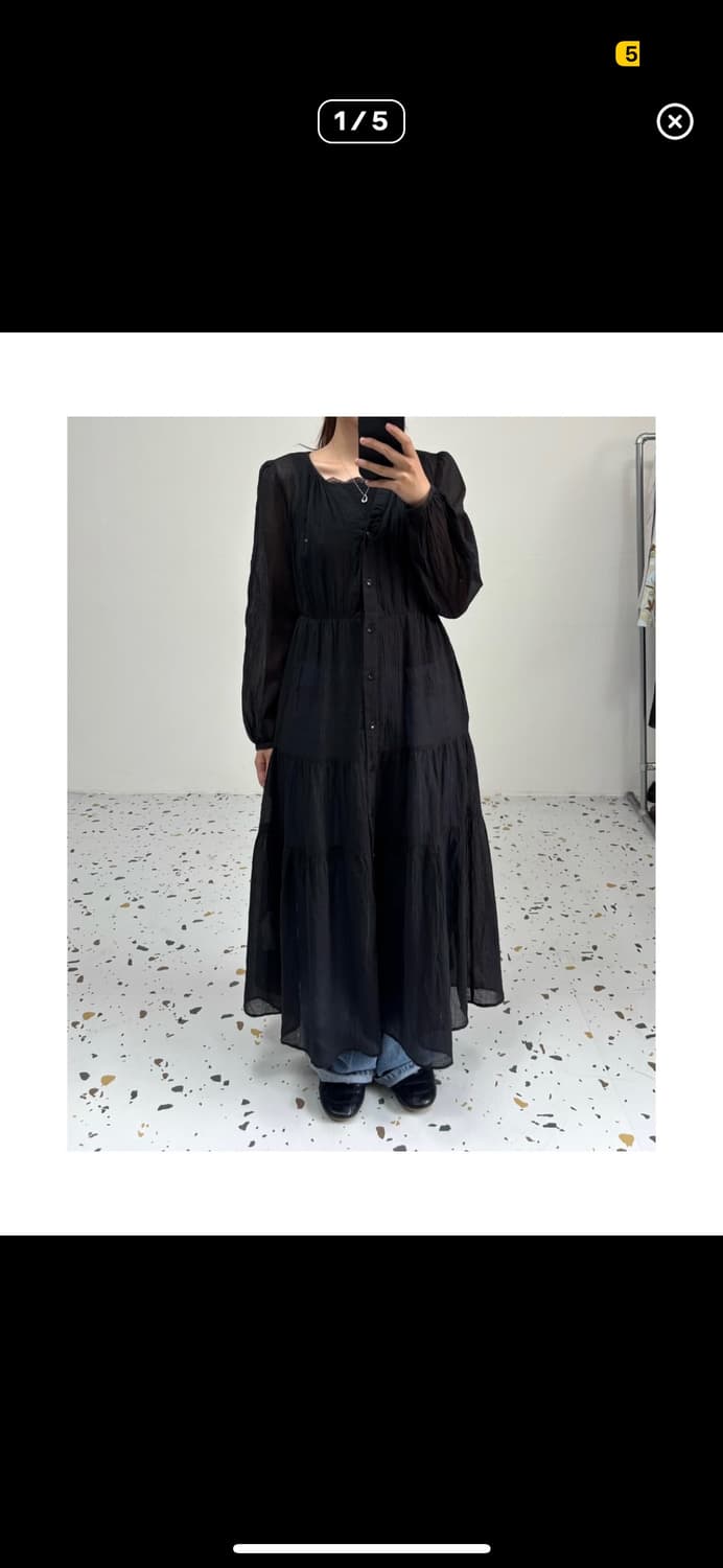 Moussy 시스루 맥시 원피스 상품이미지1