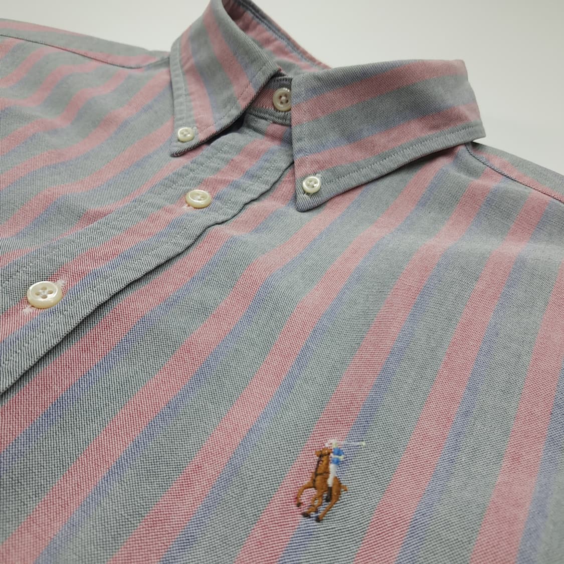 CN852 L 폴로 랄프로렌 올드스쿨 프레피 스트라이프 긴팔 셔츠 남방 상품이미지5