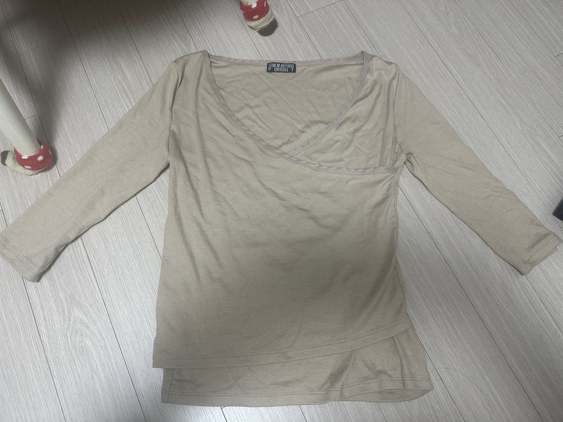 시메트릭 퍼센트 v랩 하프 슬리브 베이지 상품이미지2