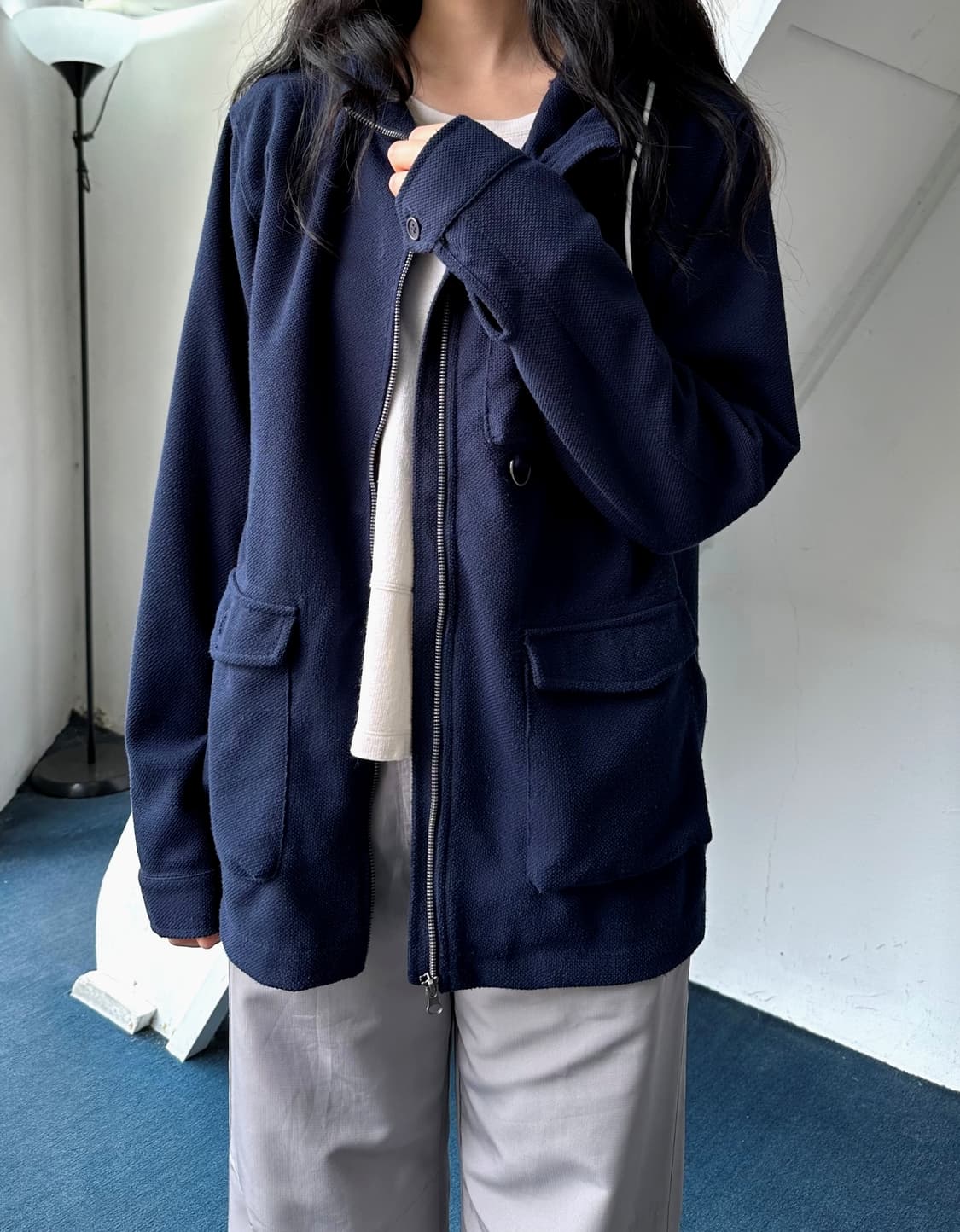 Knit fabric hooded design jacket 상품이미지8
