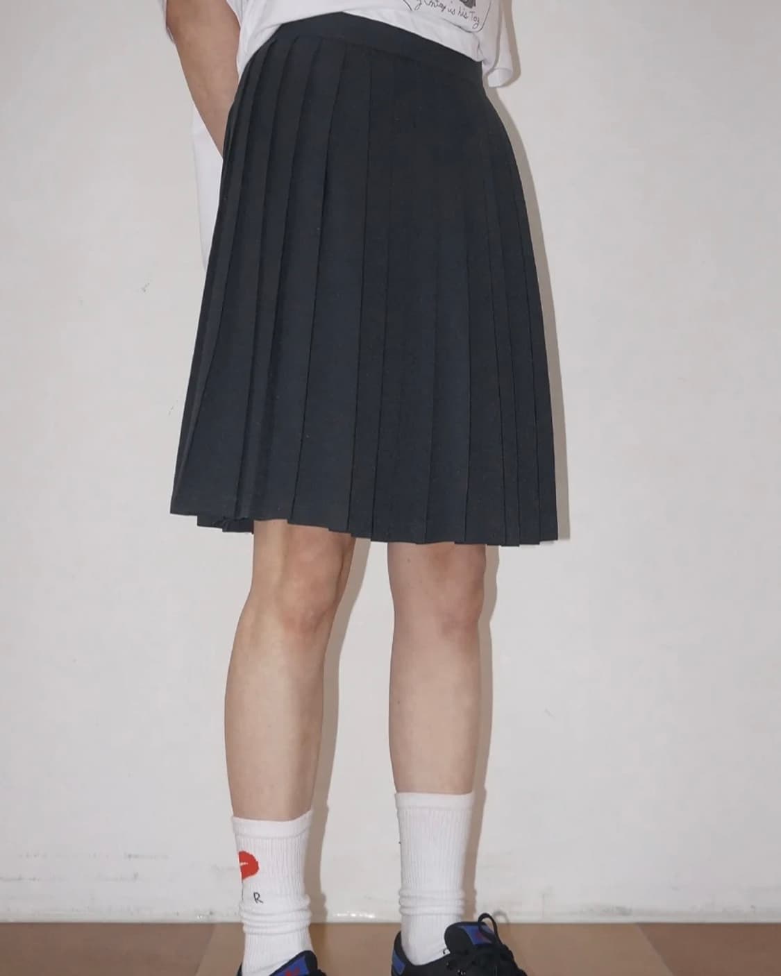 아케 |  스쿨룩 미디 플리츠 스커트 상품이미지2