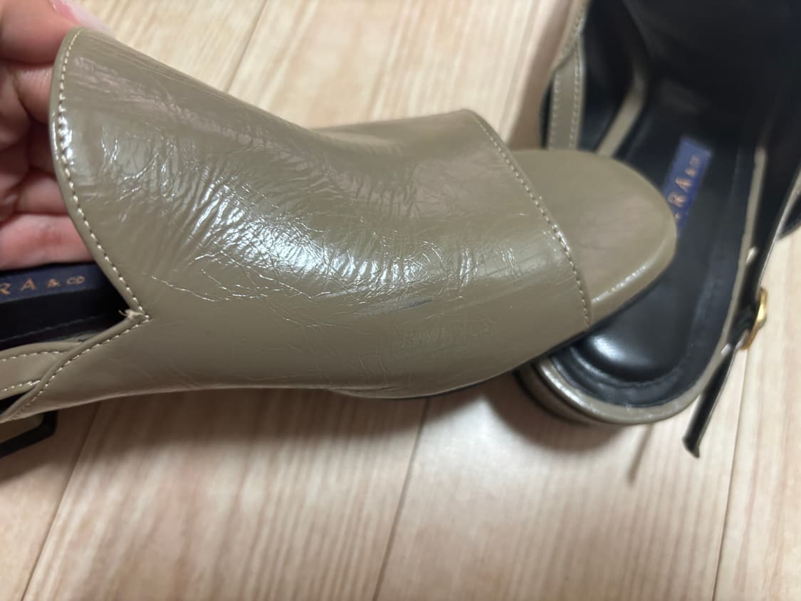 [세라 SAERA] 토오픈 소가죽 샌들 (카키 / 235) 상품이미지6