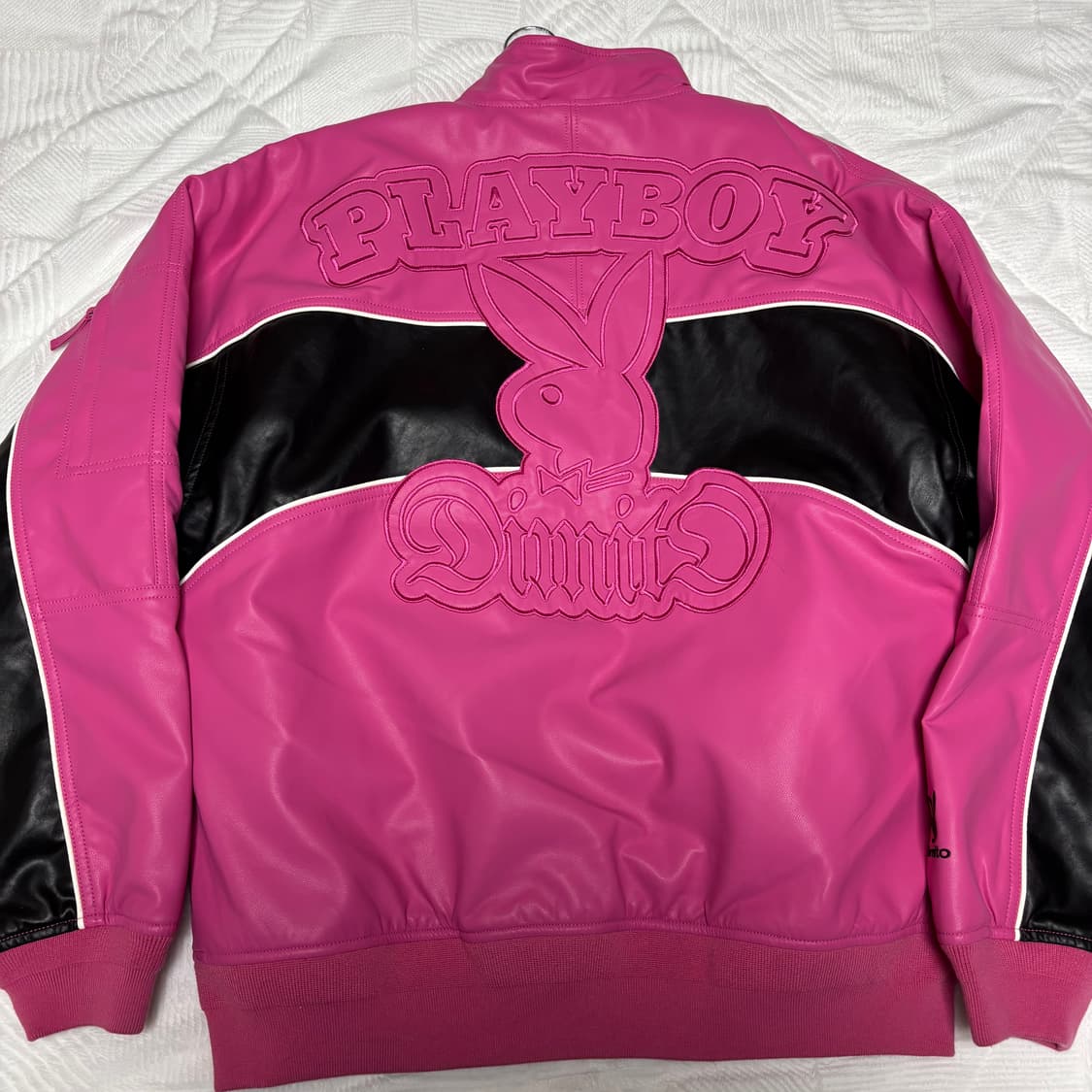 새상품)플레이보이 디미토 콜라보 레더 자켓 핑크 보드복 L 상품이미지3