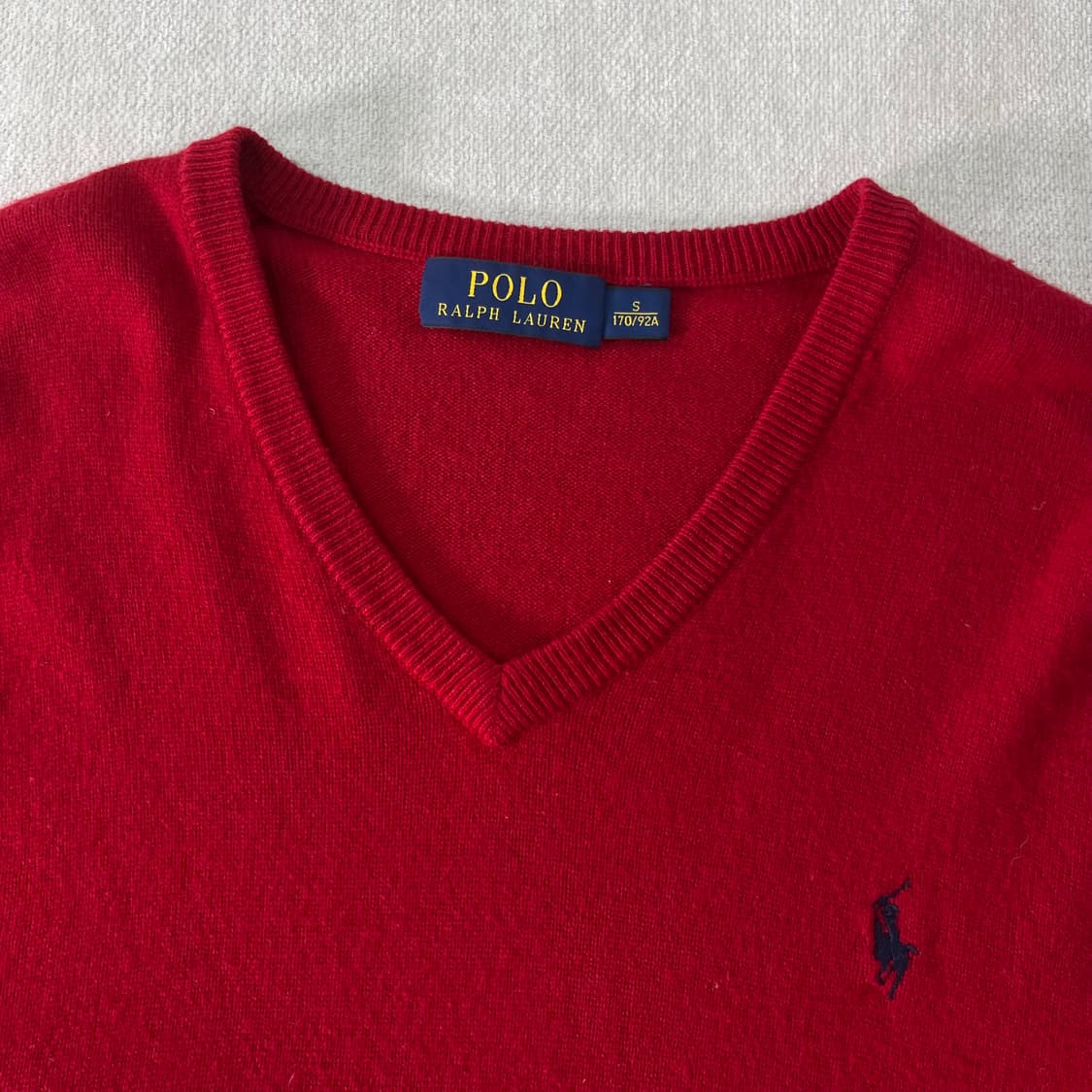 95 폴로랄프로렌 울 브이넥 레드 니트 상품이미지2