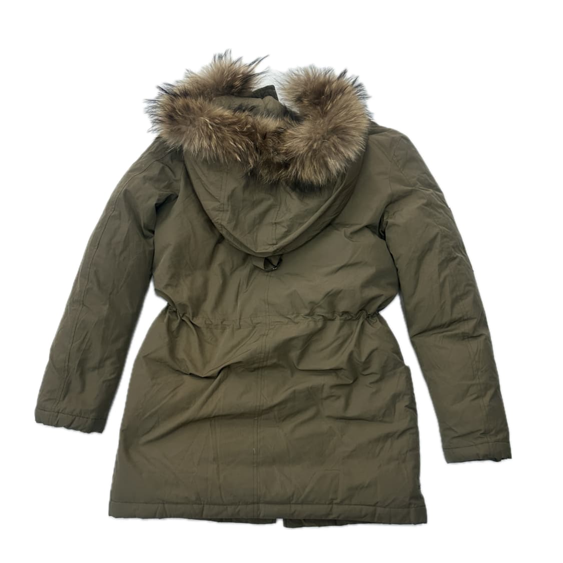 빈티지 퍼 올리브그린 카키 그런지 허리라인 겨울 구스패딩  상품이미지2