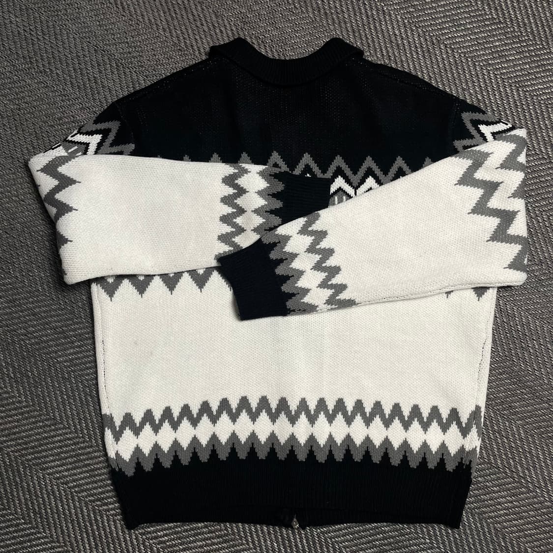 트릴리온 미니멀 노르딕 자카드 카라넥 투웨이 니트 집업y 5237 상품이미지6