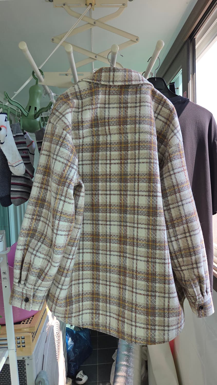 봄 아우터 재킷 외투 베이지 체크 무늬 상품이미지2