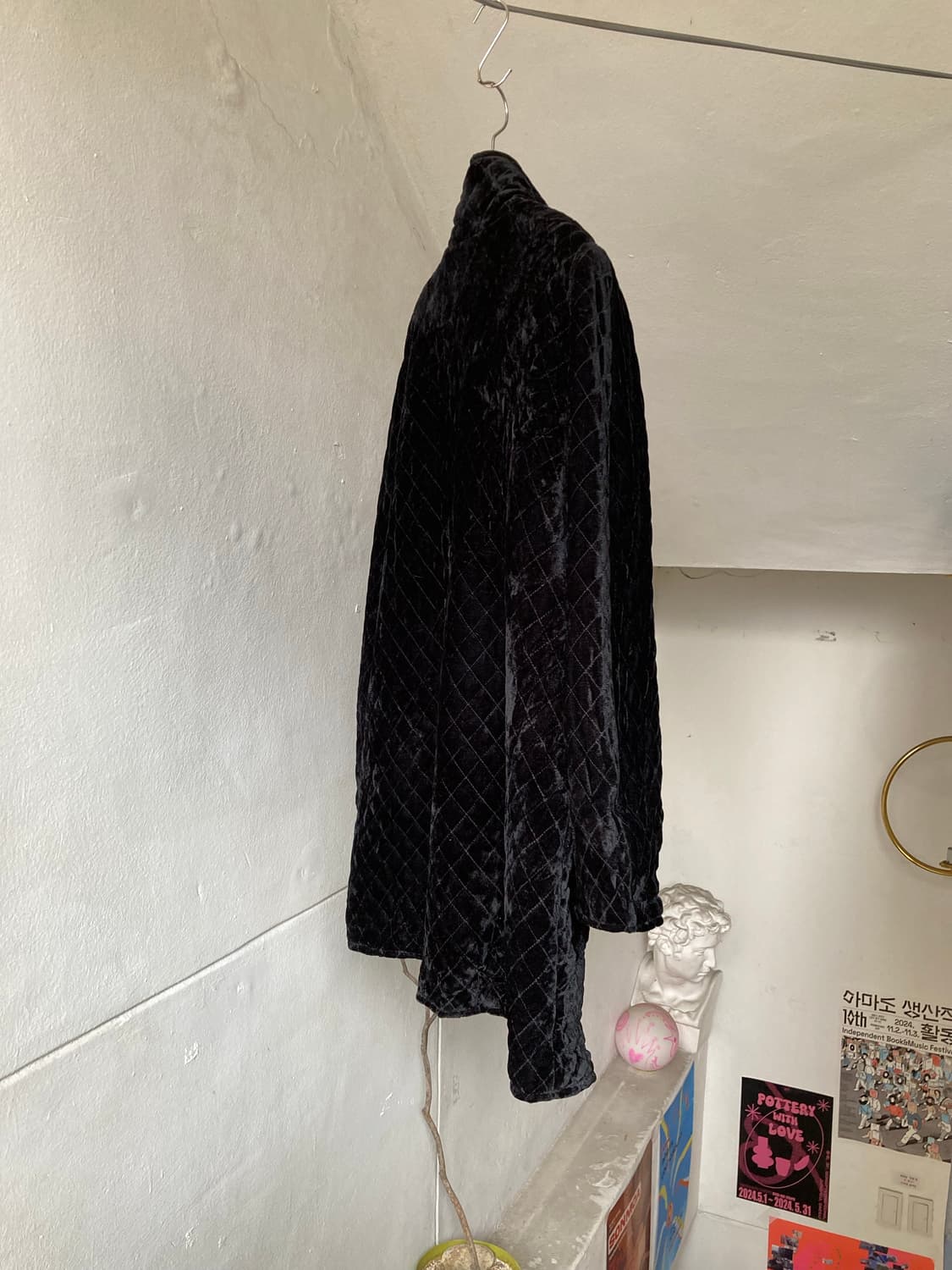 벨벳 퀄팅 금장단추 반코트 상품이미지7