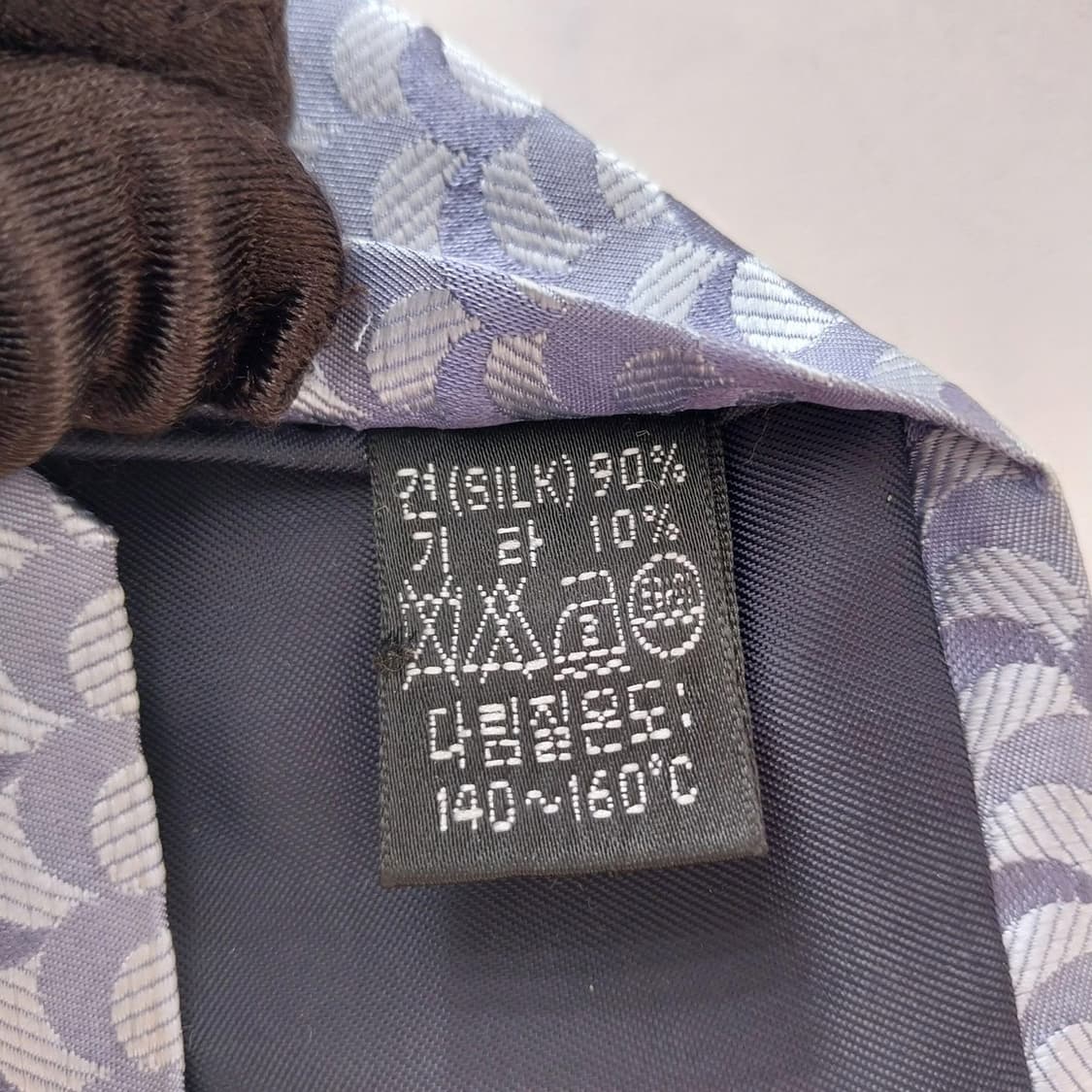 아쿠아스큐텀 실크 라이트블루 패턴 넥타이 7cm A+등급 k1744 상품이미지9