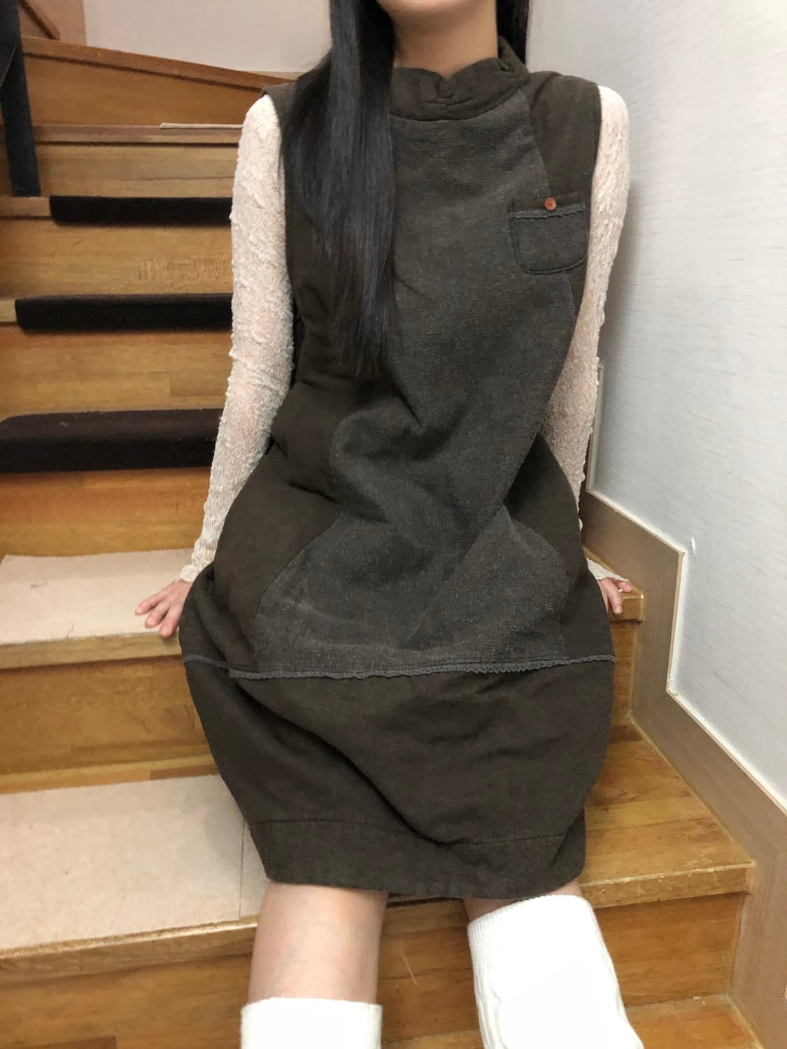 빈티지 다크 브라운 롱 스커트 상품이미지1