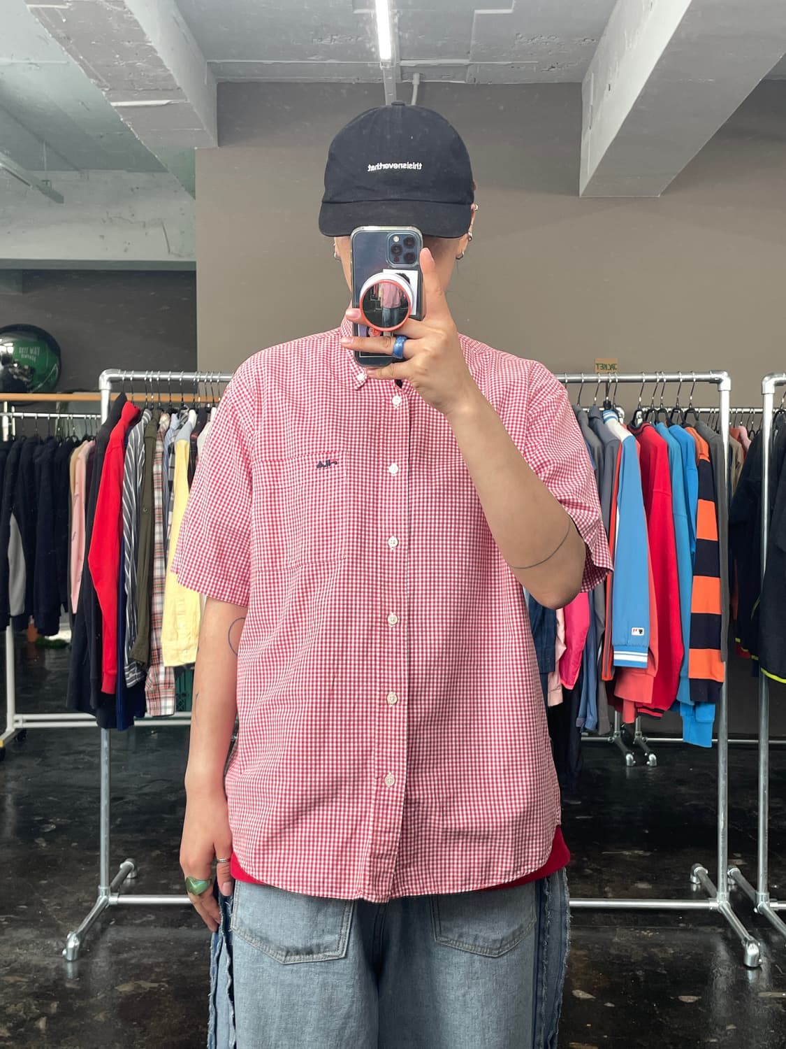 FILA 깅엄 체크 반팔 셔츠 상품이미지2