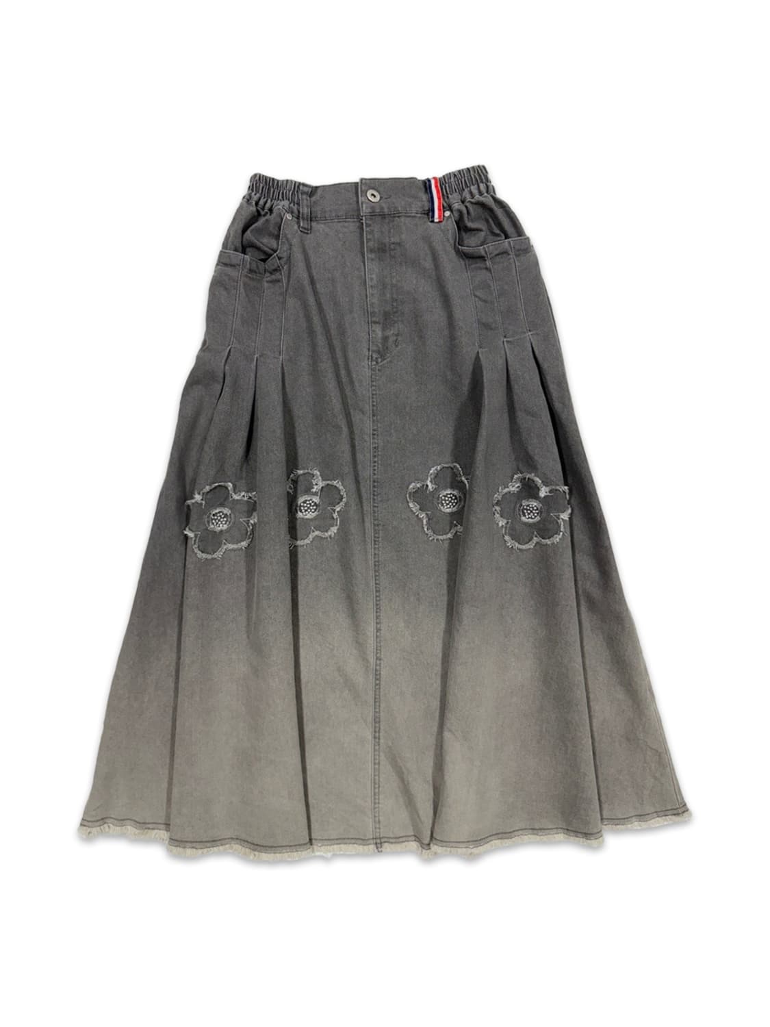 빈티지 Person's 그레이 그라데이션 플라워 플레어 롱 스커트 상품이미지1