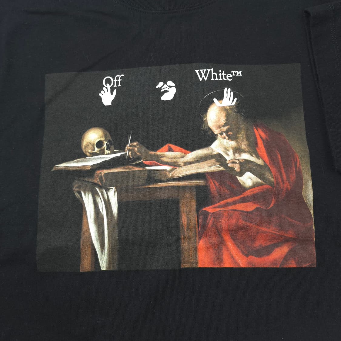 오프화이트 카라바조 코튼 티셔츠 블랙 (M) 상품이미지4