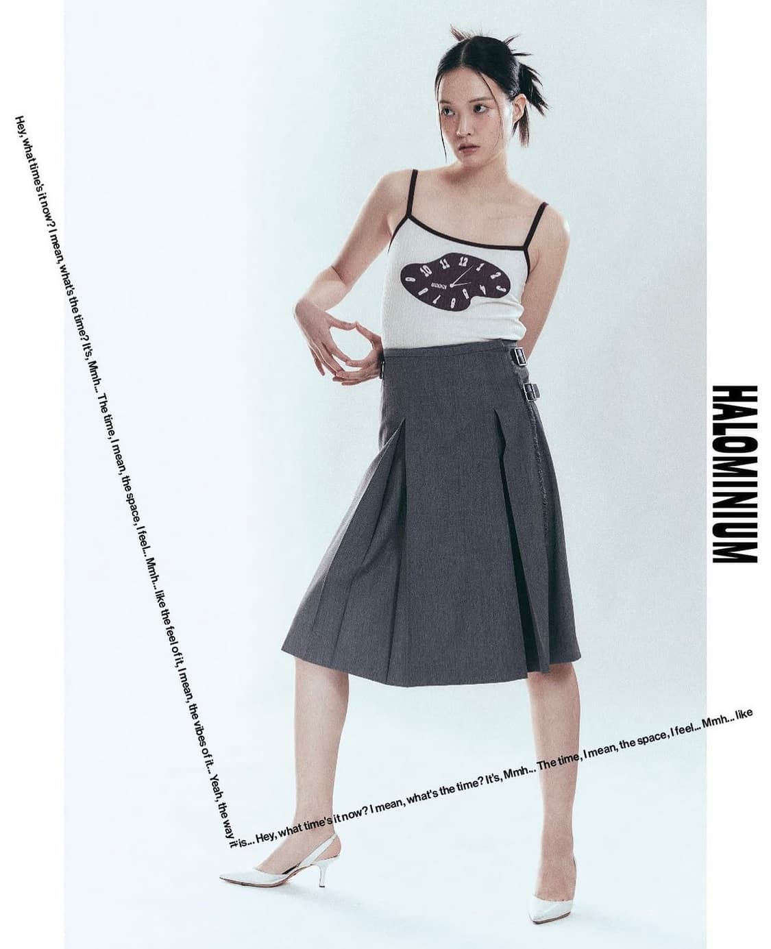 할로미늄 미디 플리츠 랩 스커트 상품이미지1