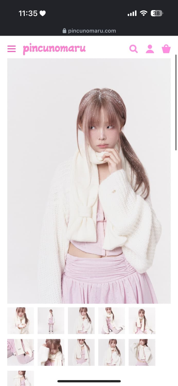 핀쿠노마루 미니 리본 머플러 아이보리 상품이미지1