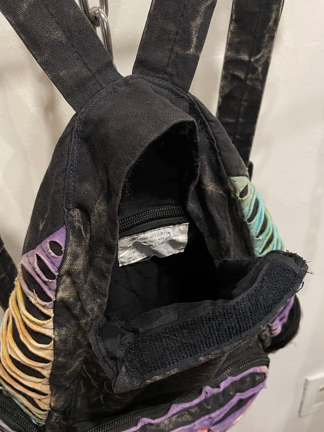 십자가 자수 퍼플 블랙 그런지 워싱 백팩 히피 오리엔탈 상품이미지5