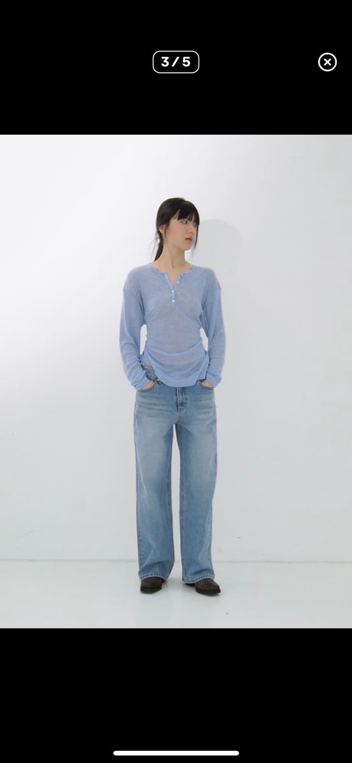 repos low rise denim pants light blue 상품이미지3