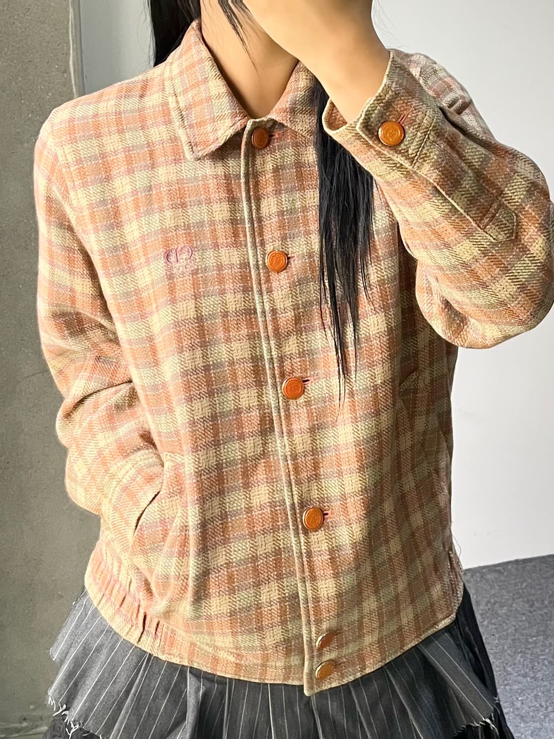 크리스챤디올 90s CD 체크 울 자켓 상품이미지2