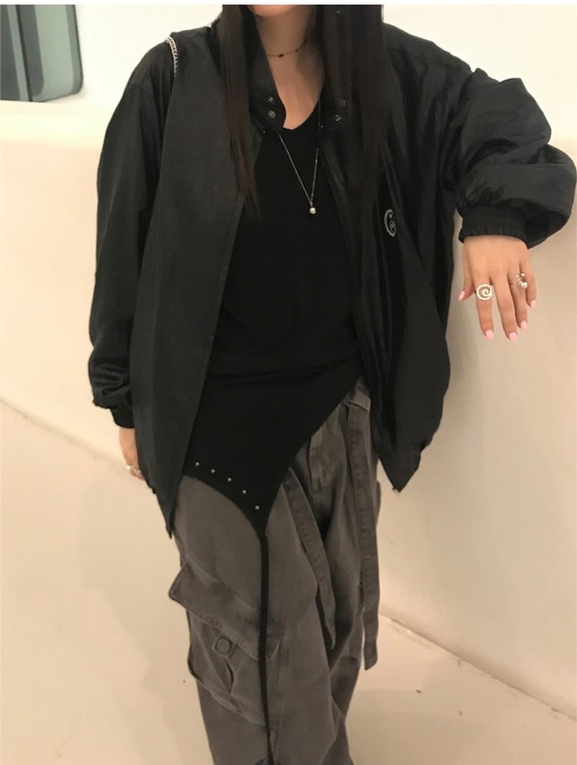 더니로 스터드 레이어드언발 나시 블랙 상품이미지3