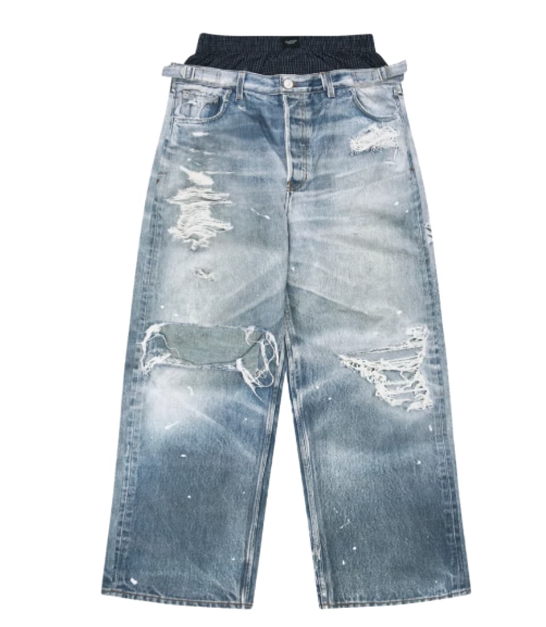 [2] 프로토콜 인덱스 트롱프 뢰유 레이어드 팬츠 블루 상품이미지1