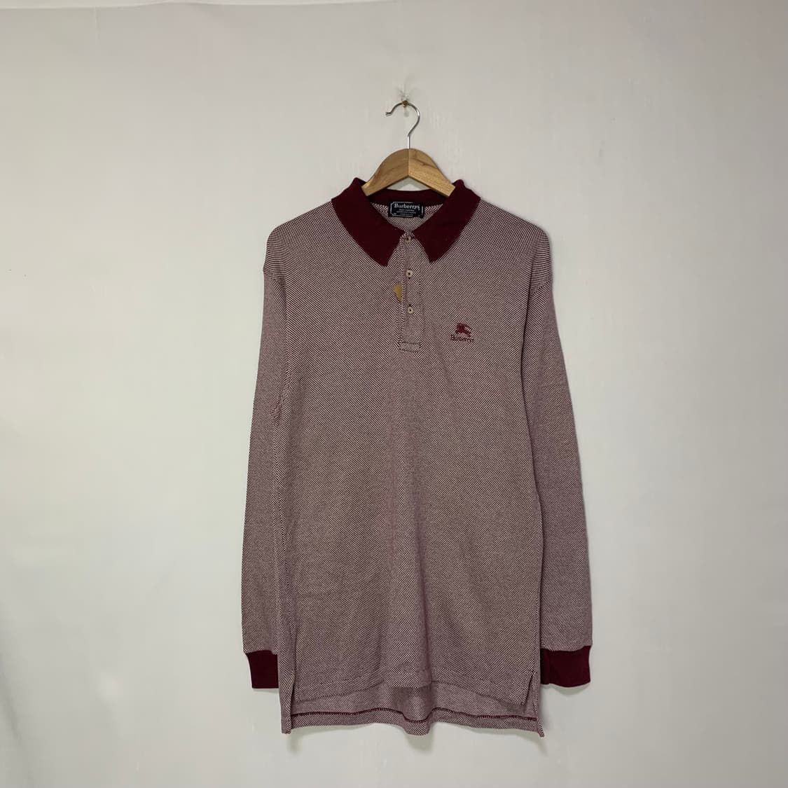 버버리 긴팔 롱기장 카라티 롱슬리브 M 버건디 빈티지 남녀공용 상품이미지1